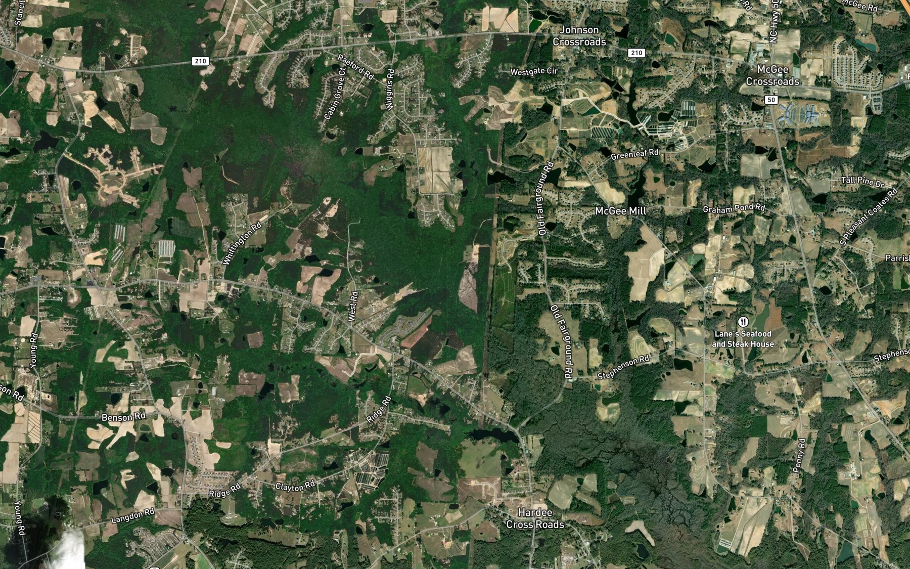 Satellite map of the Hooks Branch