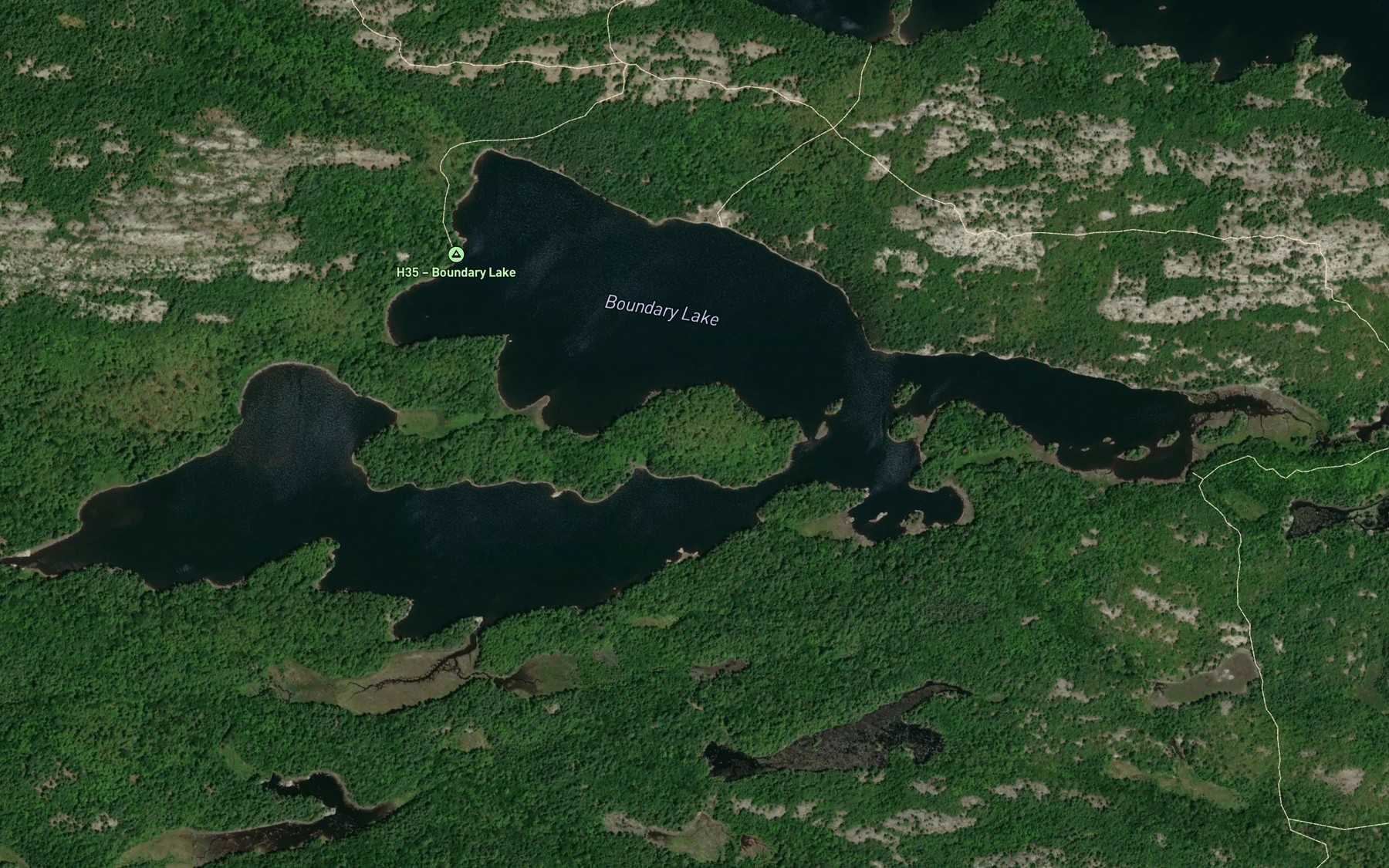Satellite map of the Boundary Lake