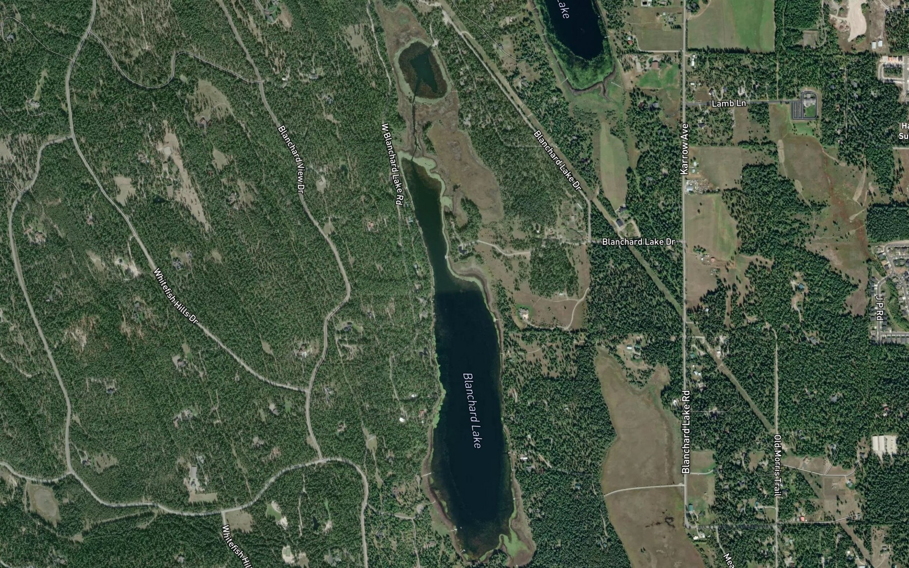Satellite map of the Blanchard Lake