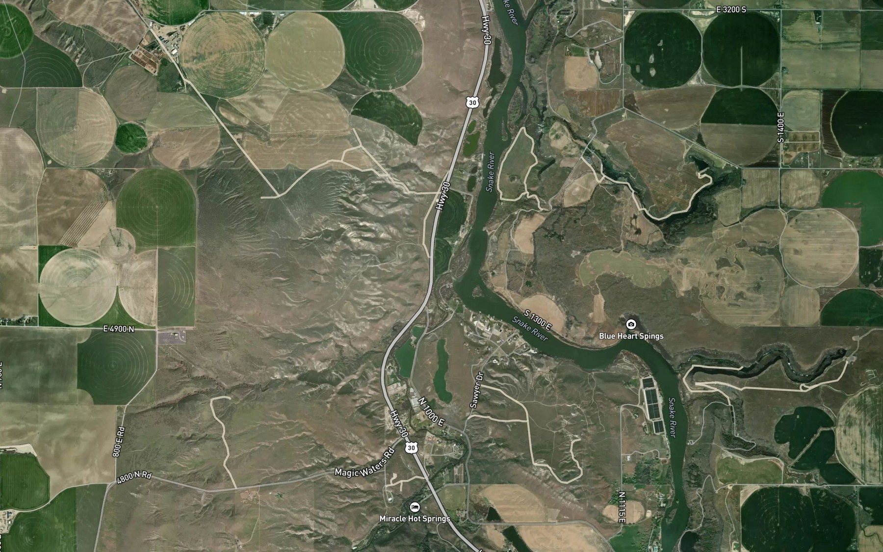Satellite map of the Salmon Falls Creek