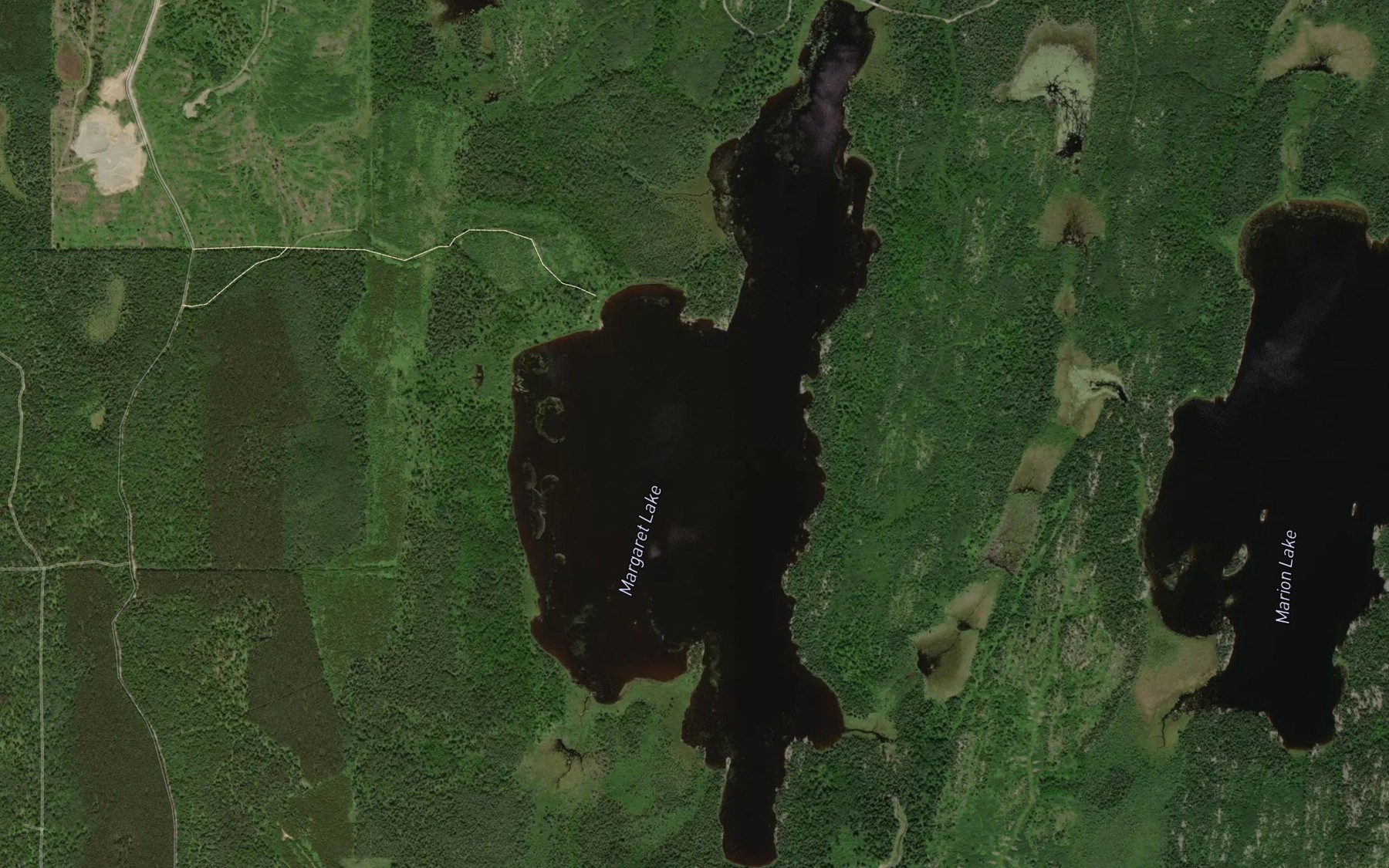 Satellite map of the Margaret Lake