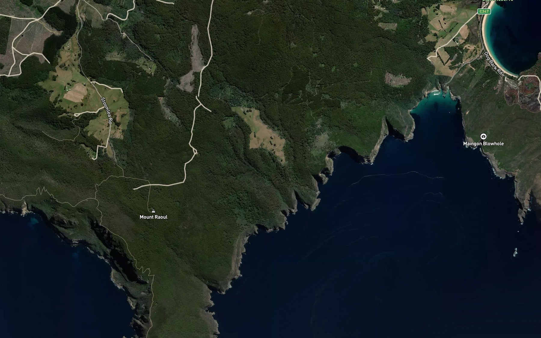 Satellite map of the Waterfall Bay