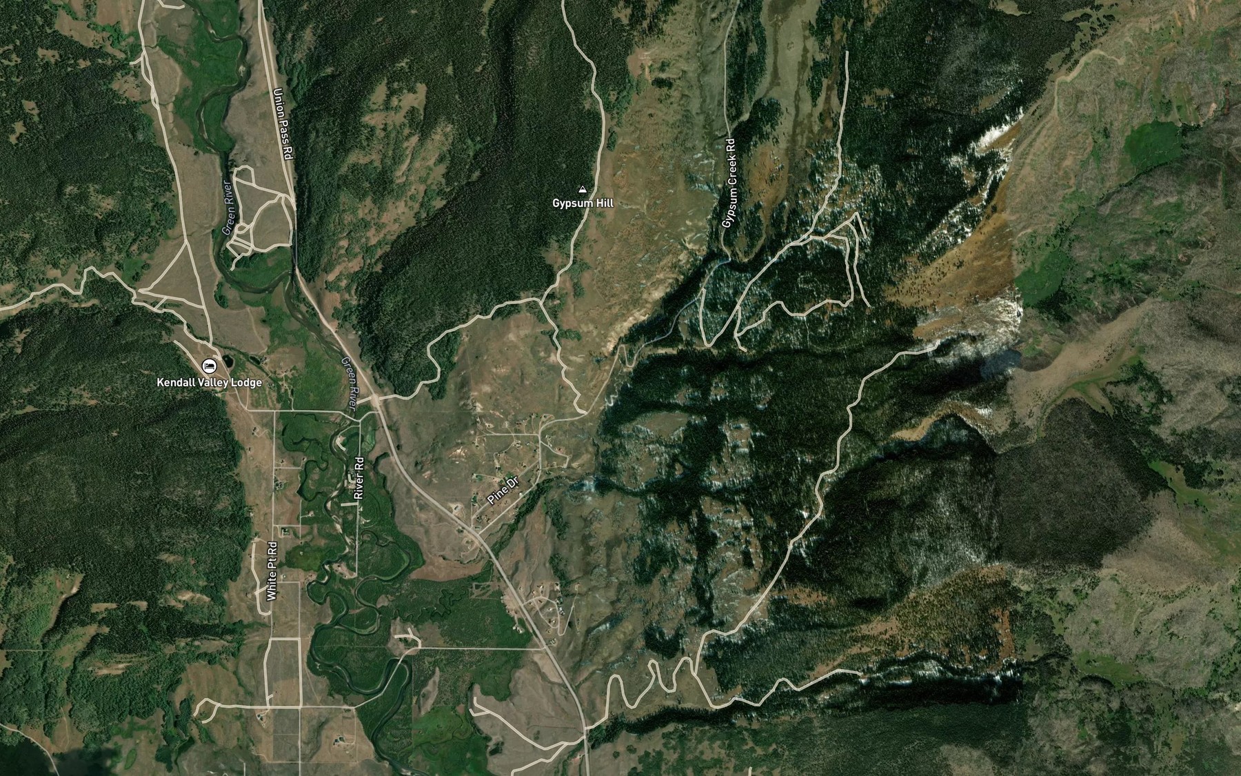Satellite map of the South Fork Gypsum Creek