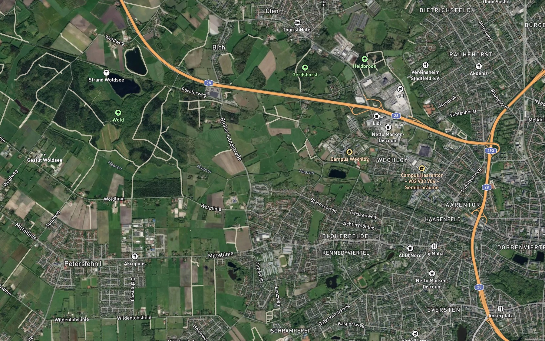 Satellite map of the Ofener Bach