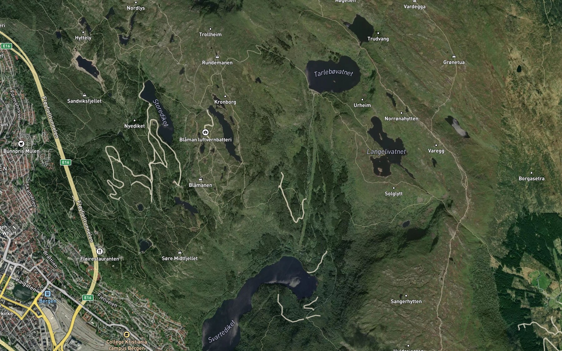 Satellite map of the Tindebekken