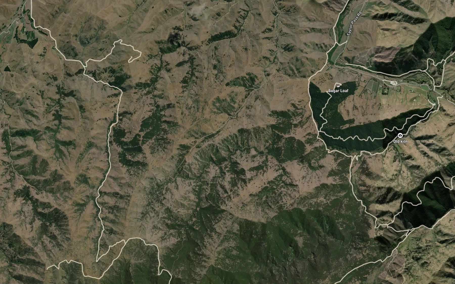 Satellite map of the Dog Creek