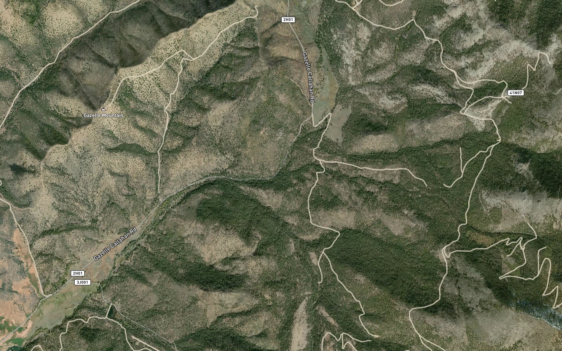 Satellite map of the Crater Creek