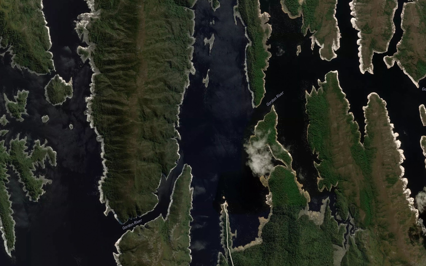 Satellite map of the Holley River