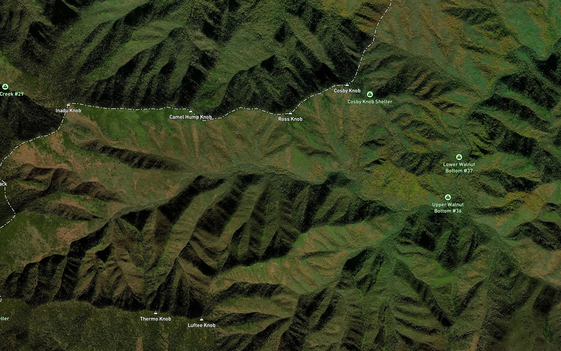 Satellite map of the Little Nettle Branch