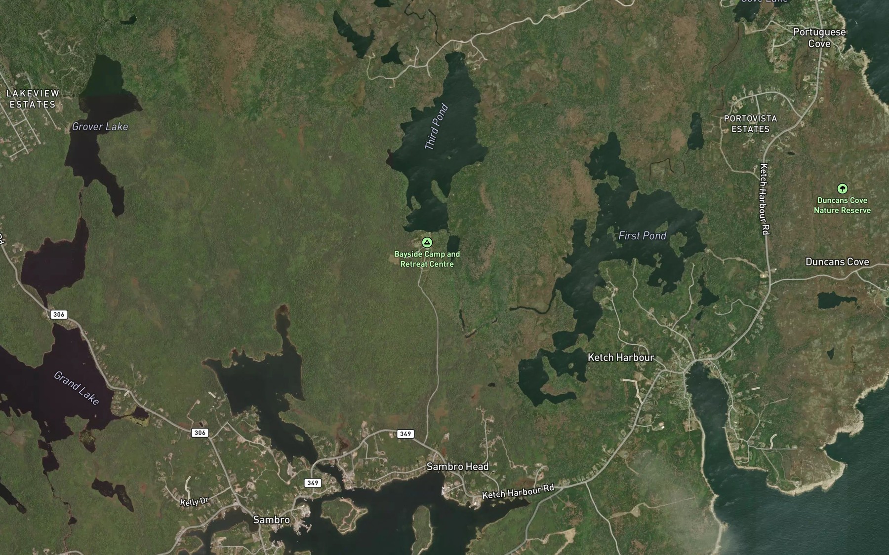 Satellite map of the Second Pond