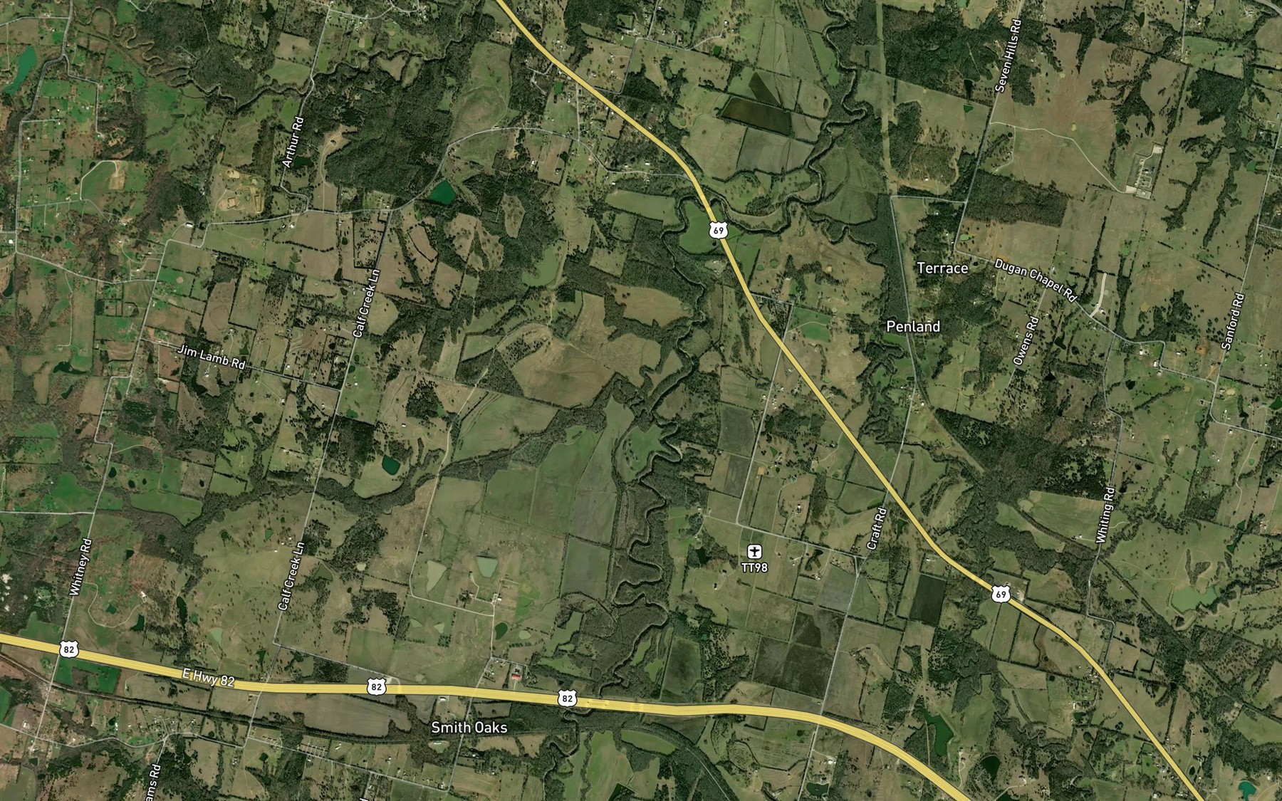 Satellite map of the Calf Creek