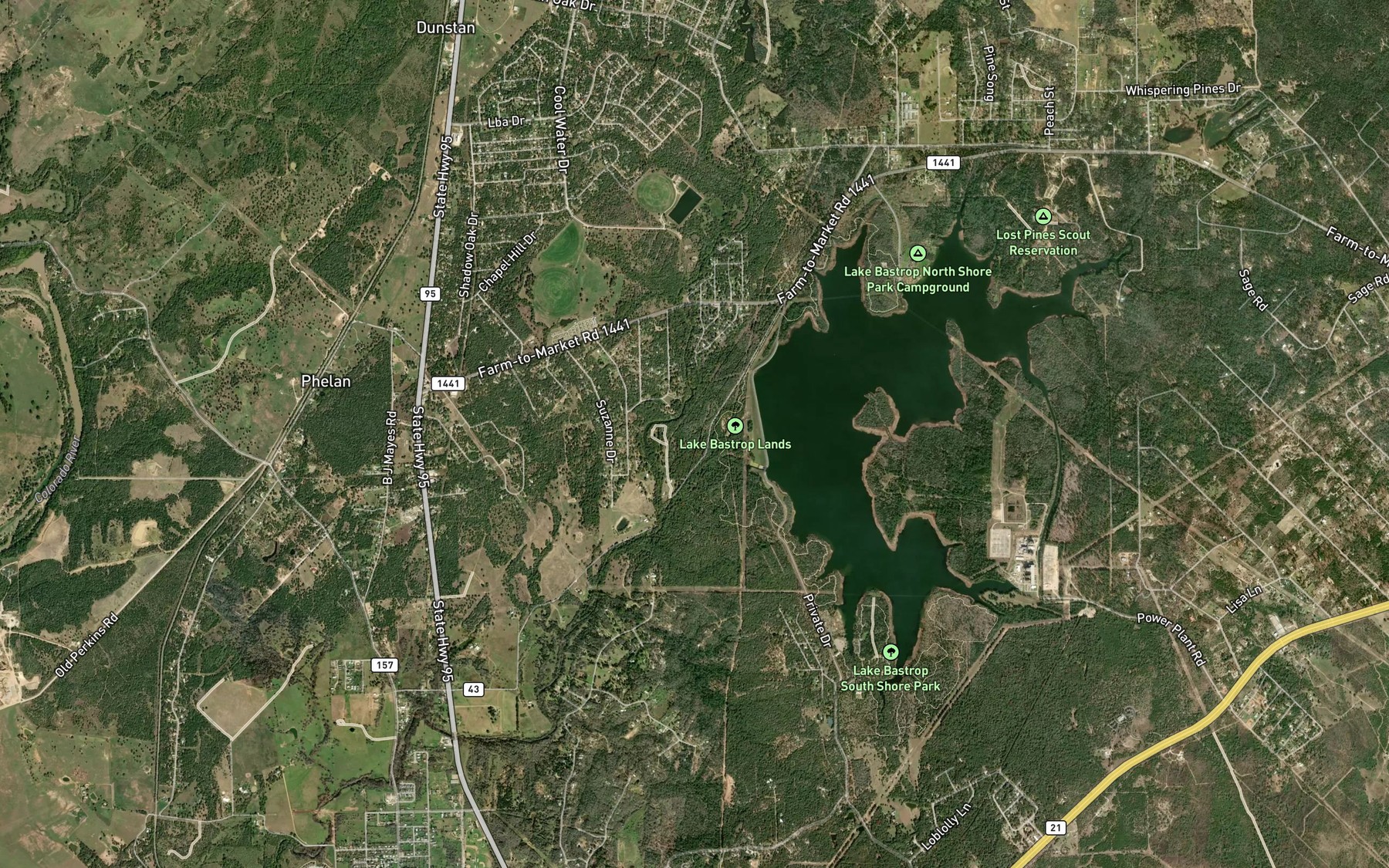 Satellite map of the Sanders Lake