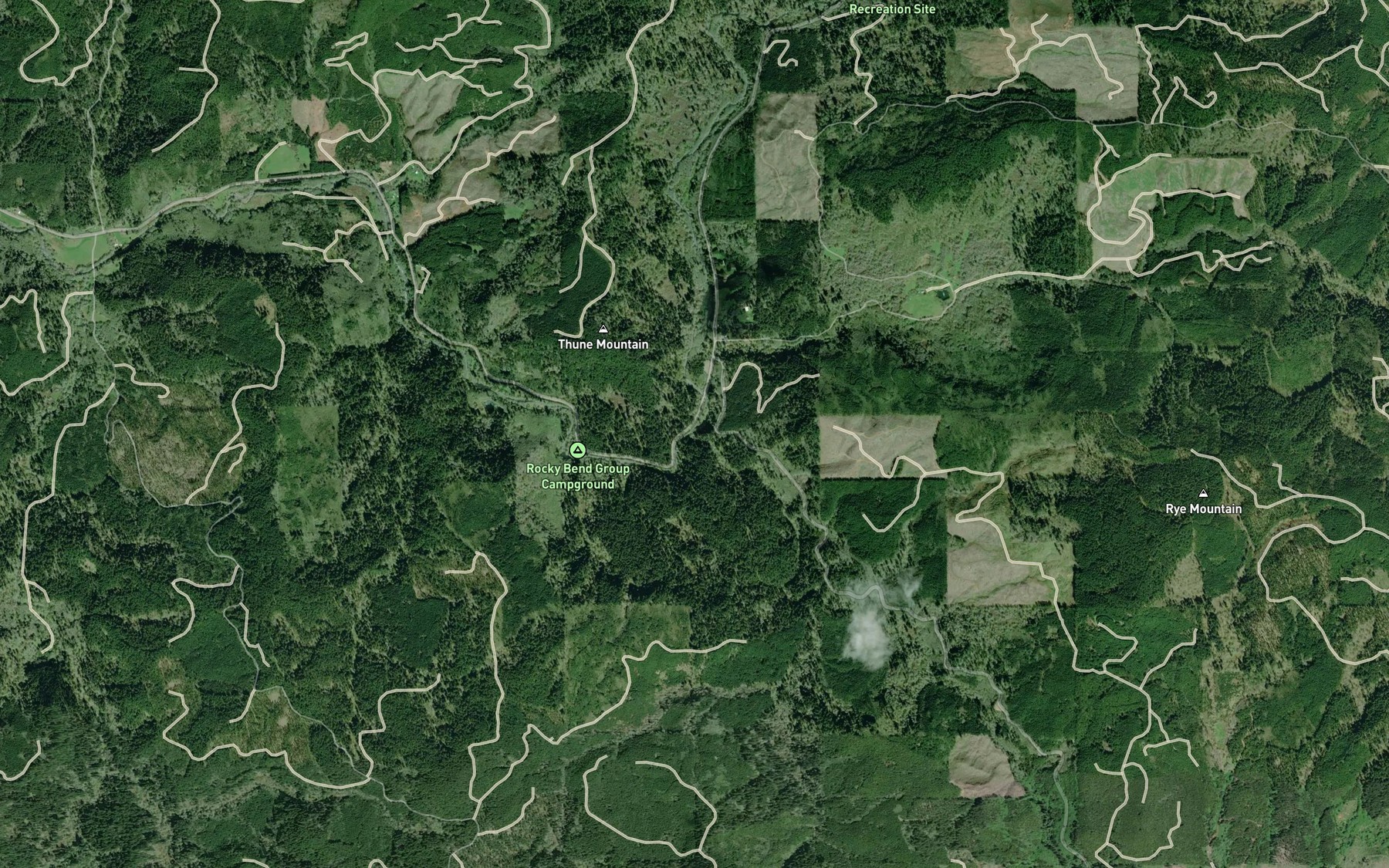 Satellite map of the Bible Creek