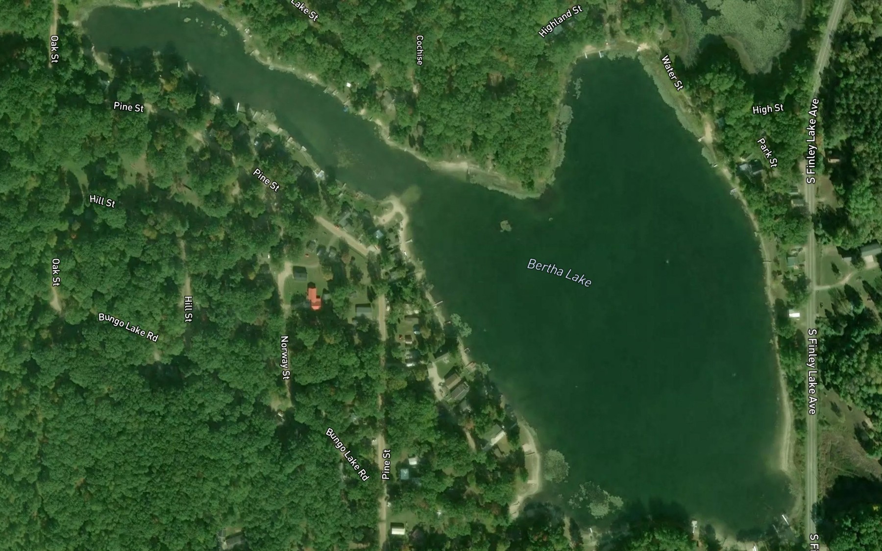Satellite map of the Bertha Lake