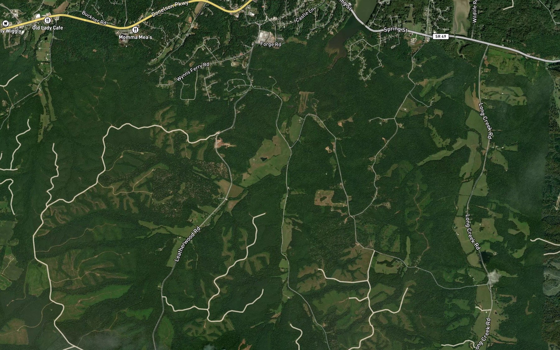 Satellite map of the West Fork Lick Creek
