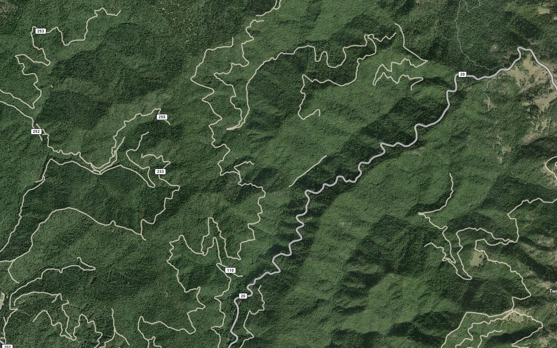 Satellite map of the North Fork James Creek