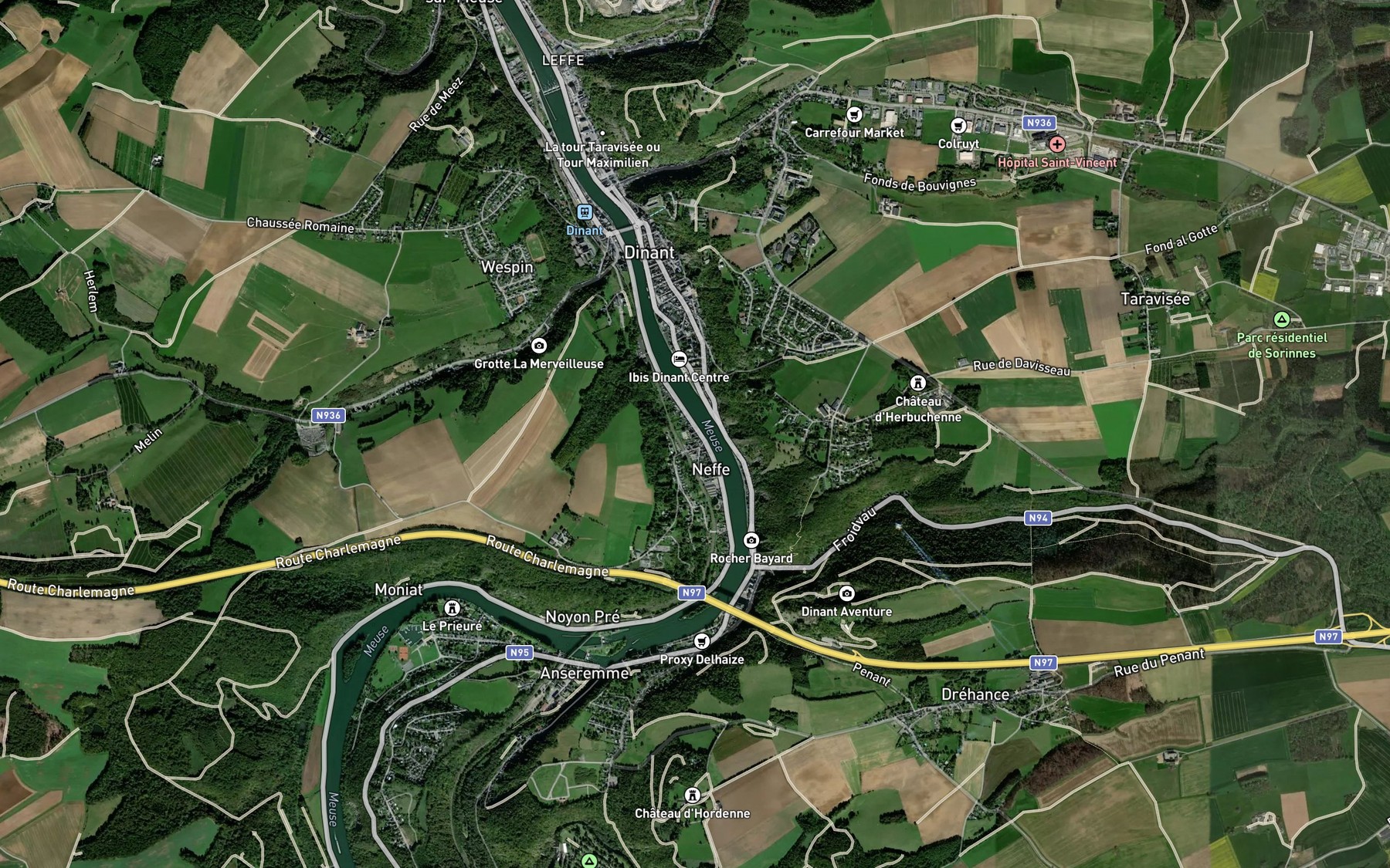 Satellite map of the Ravin de Sorinne