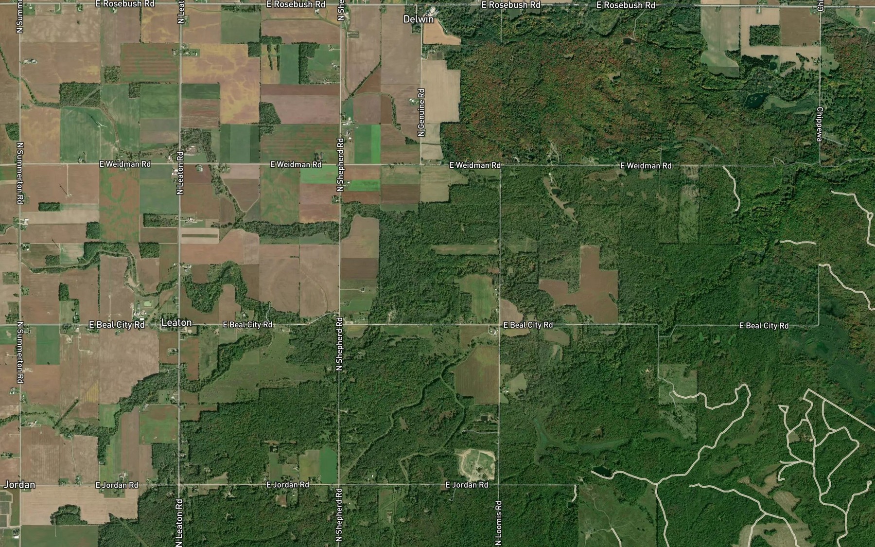 Satellite map of the Spring Creek