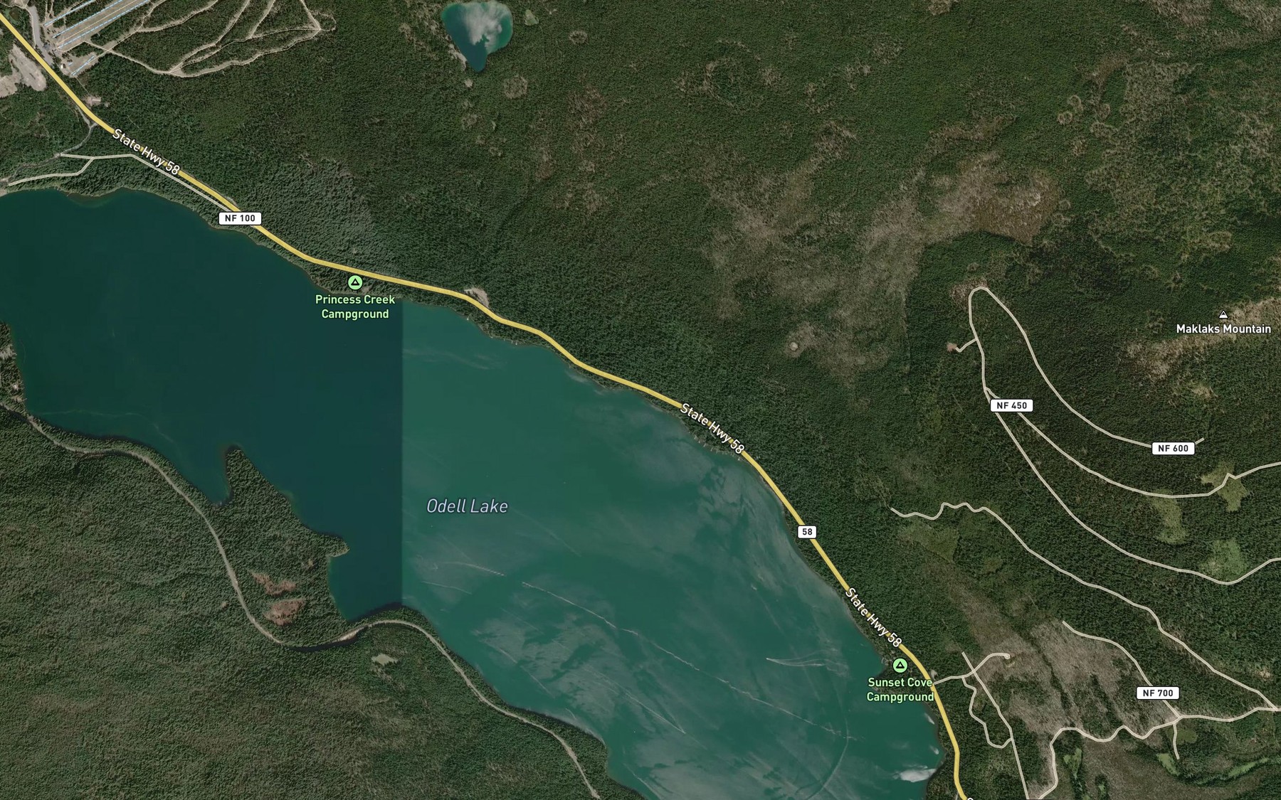Satellite map of the Thunder Creek