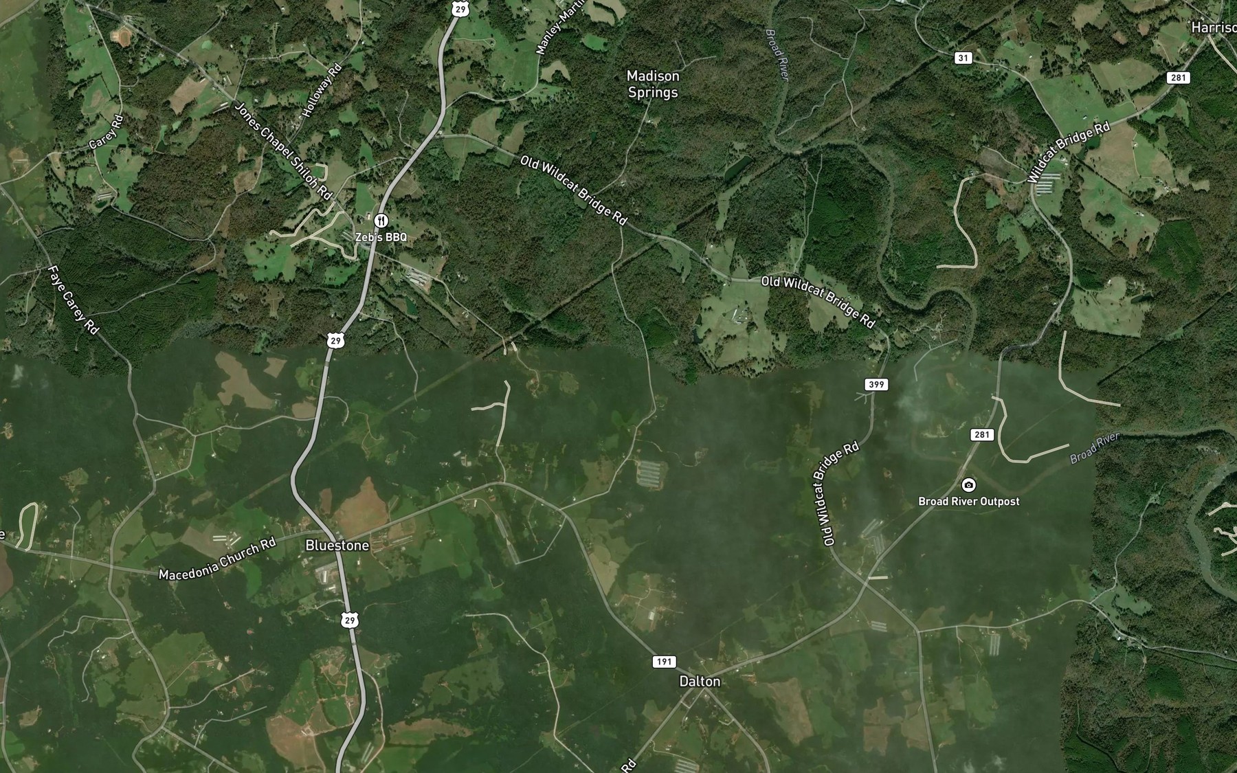 Satellite map of the Ward Branch