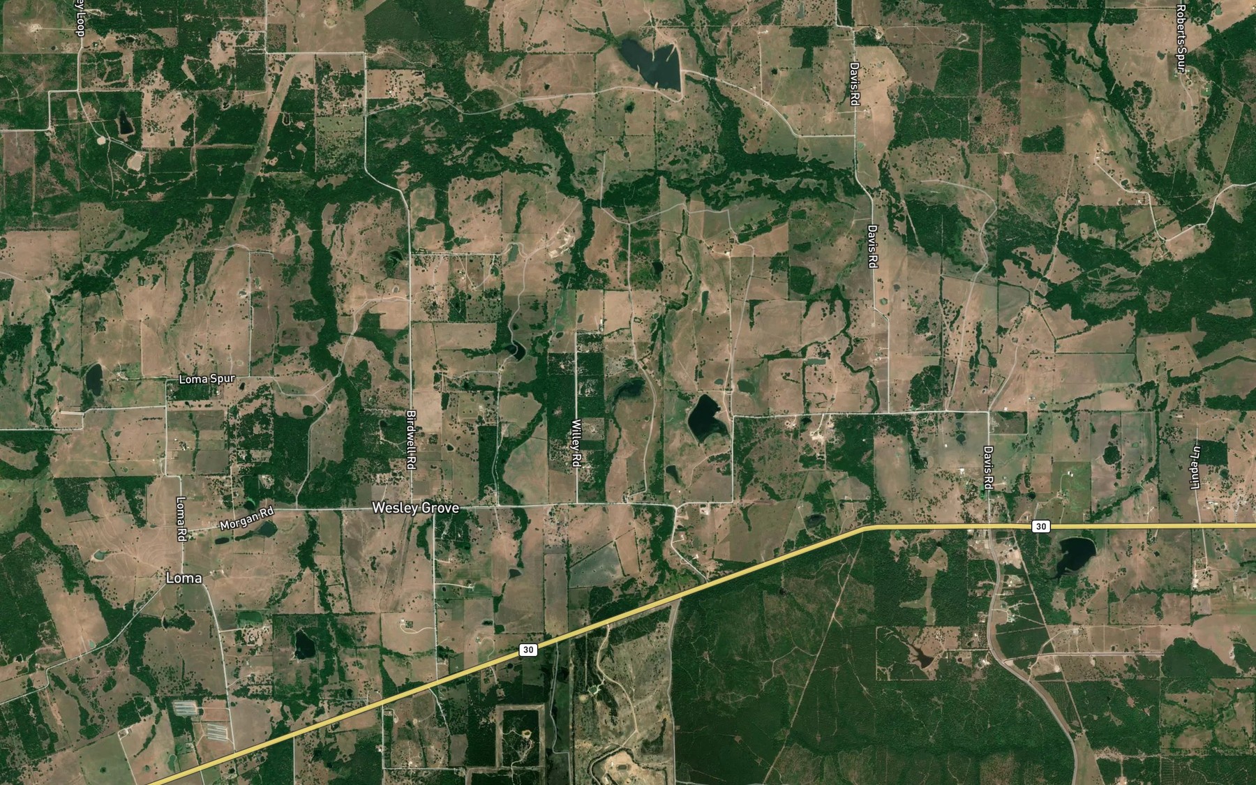 Satellite map of the Morgan Lake