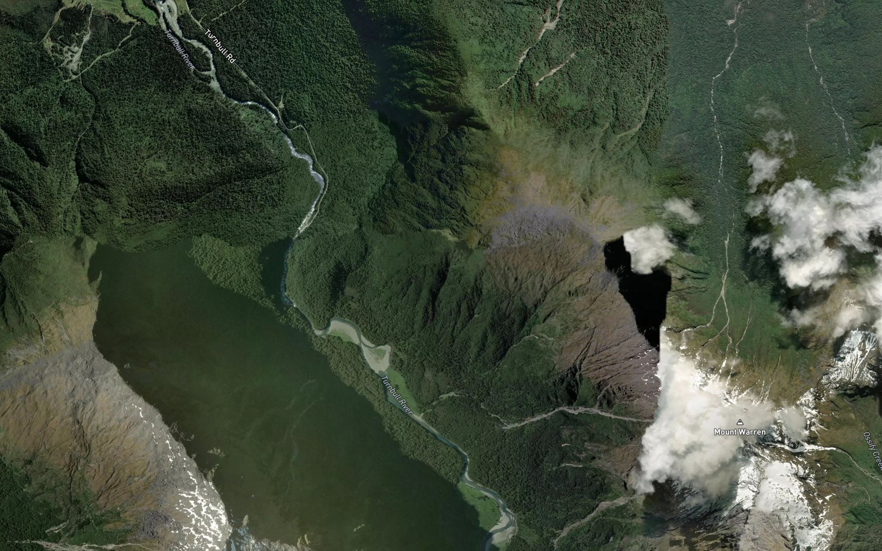 Satellite map of the Dribble Creek