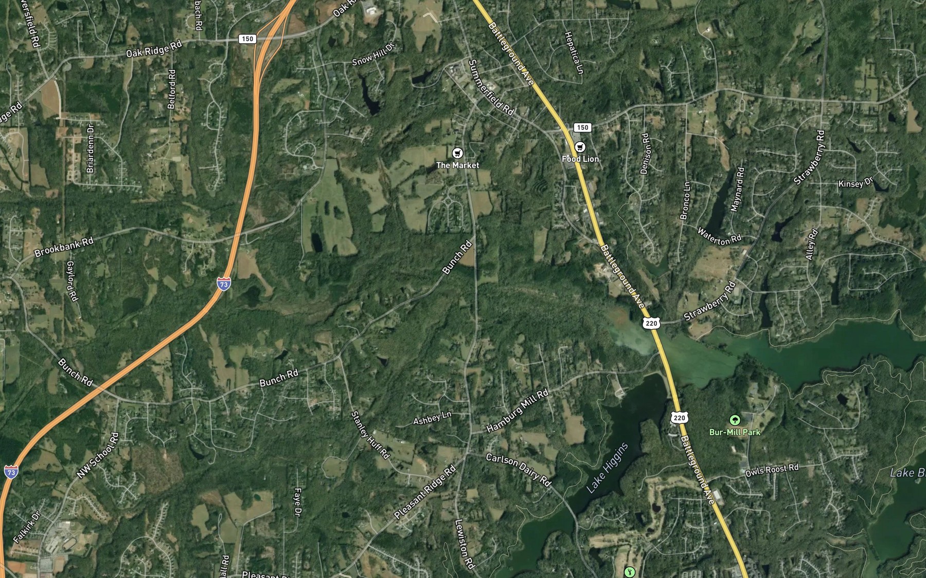 Satellite map of the Moores Creek