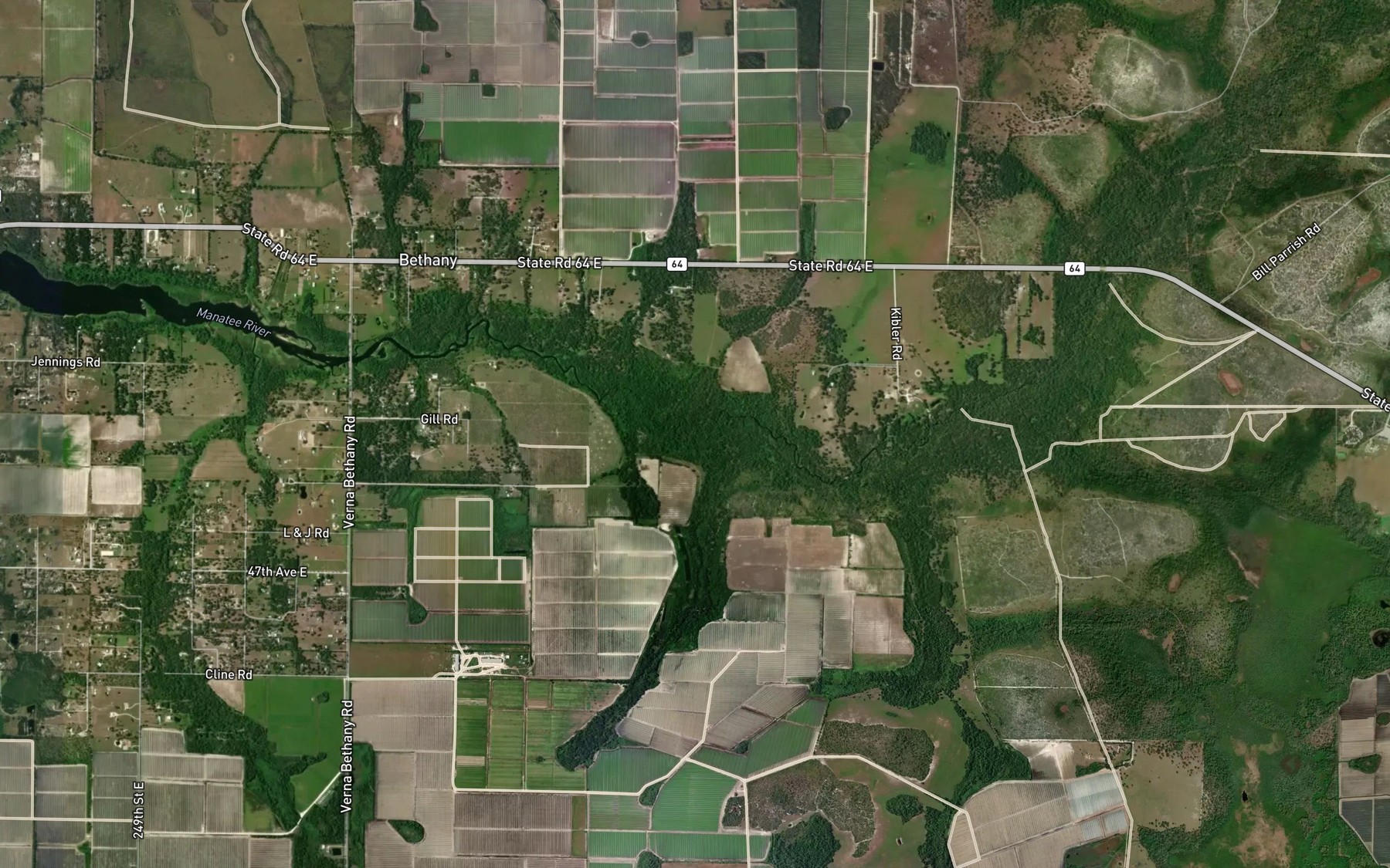 Satellite map of the Fort Crawford Creek