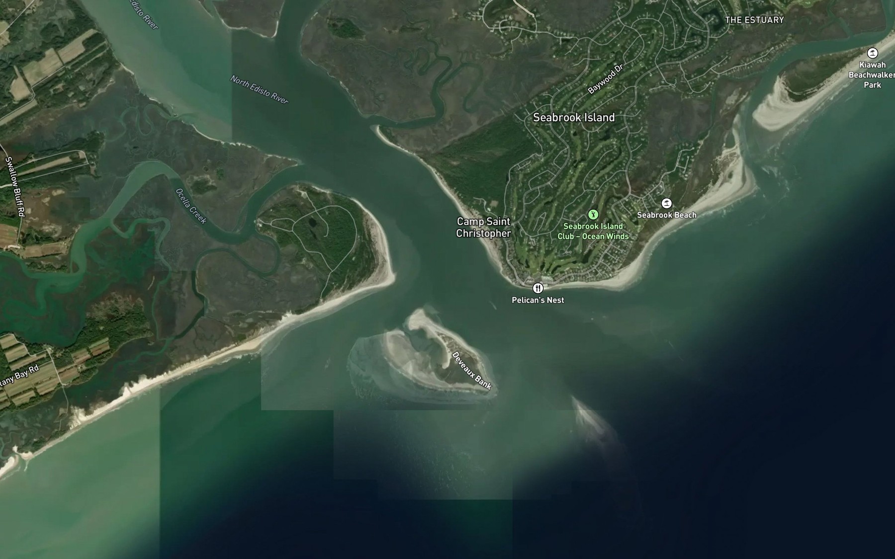 Satellite map of the North Edisto River