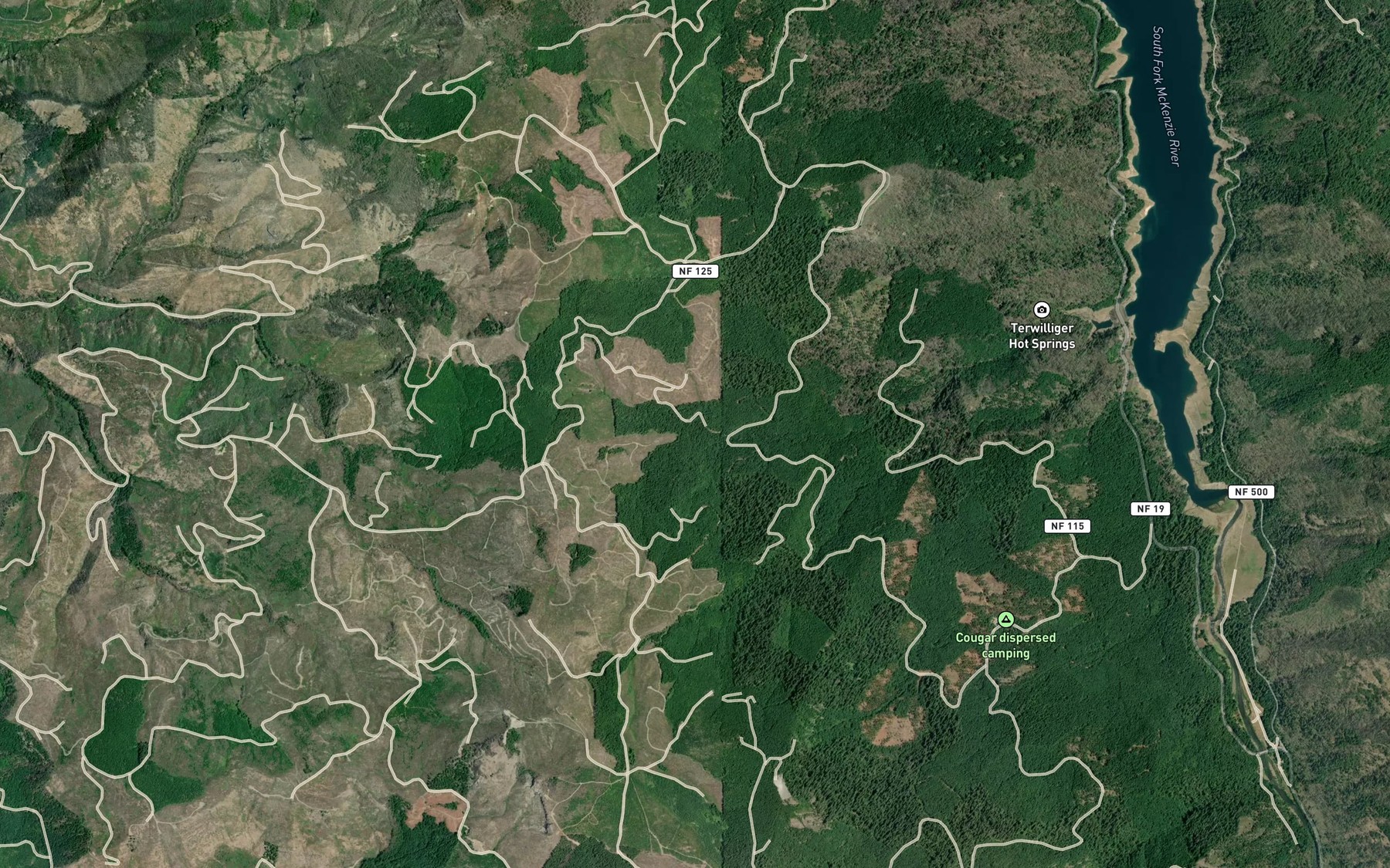 Satellite map of the Rosey Creek