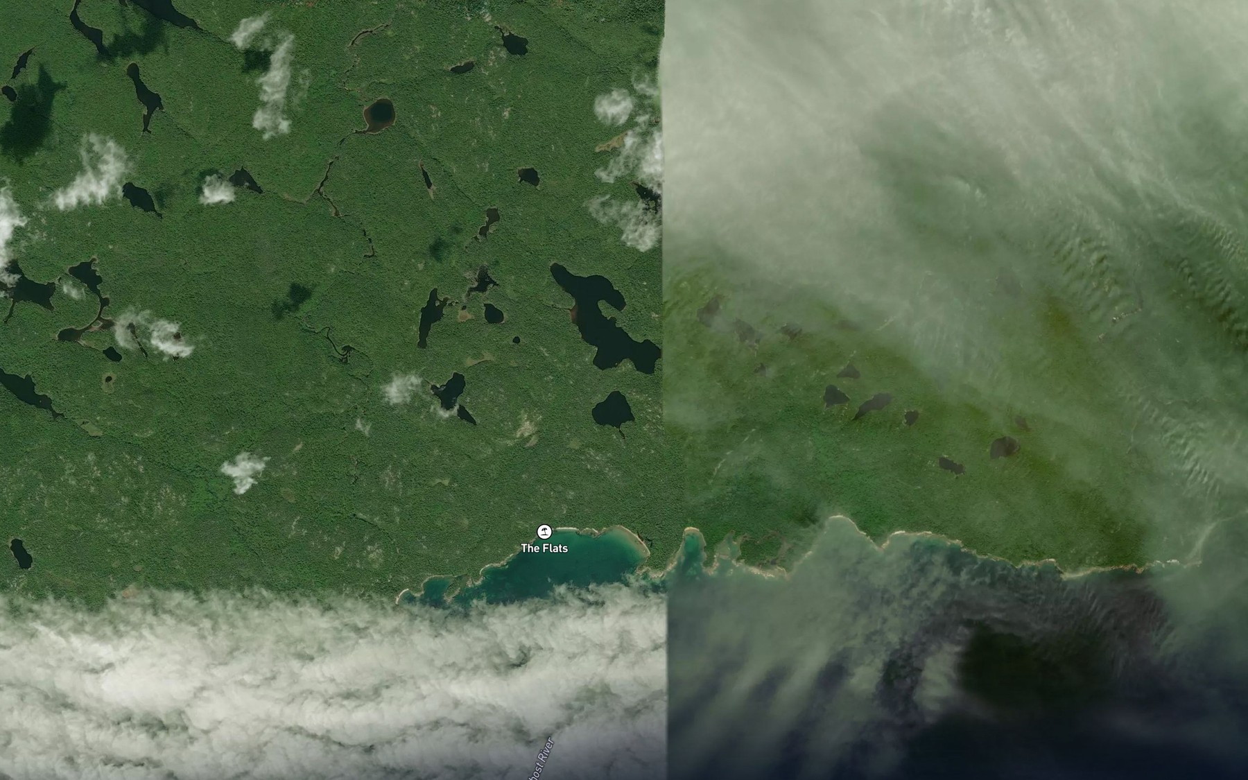 Satellite map of the Ghost River