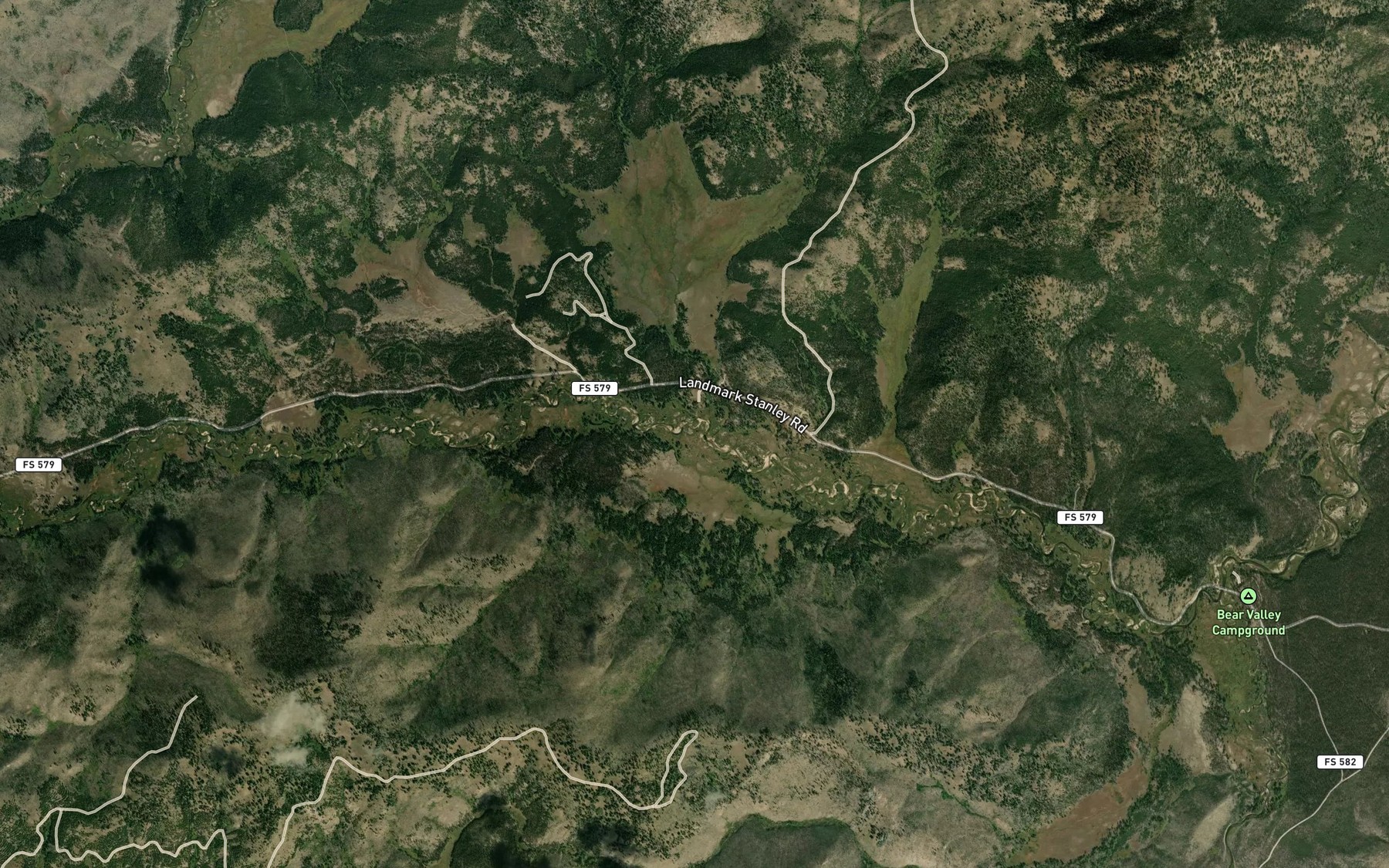Satellite map of the Nameless Creek
