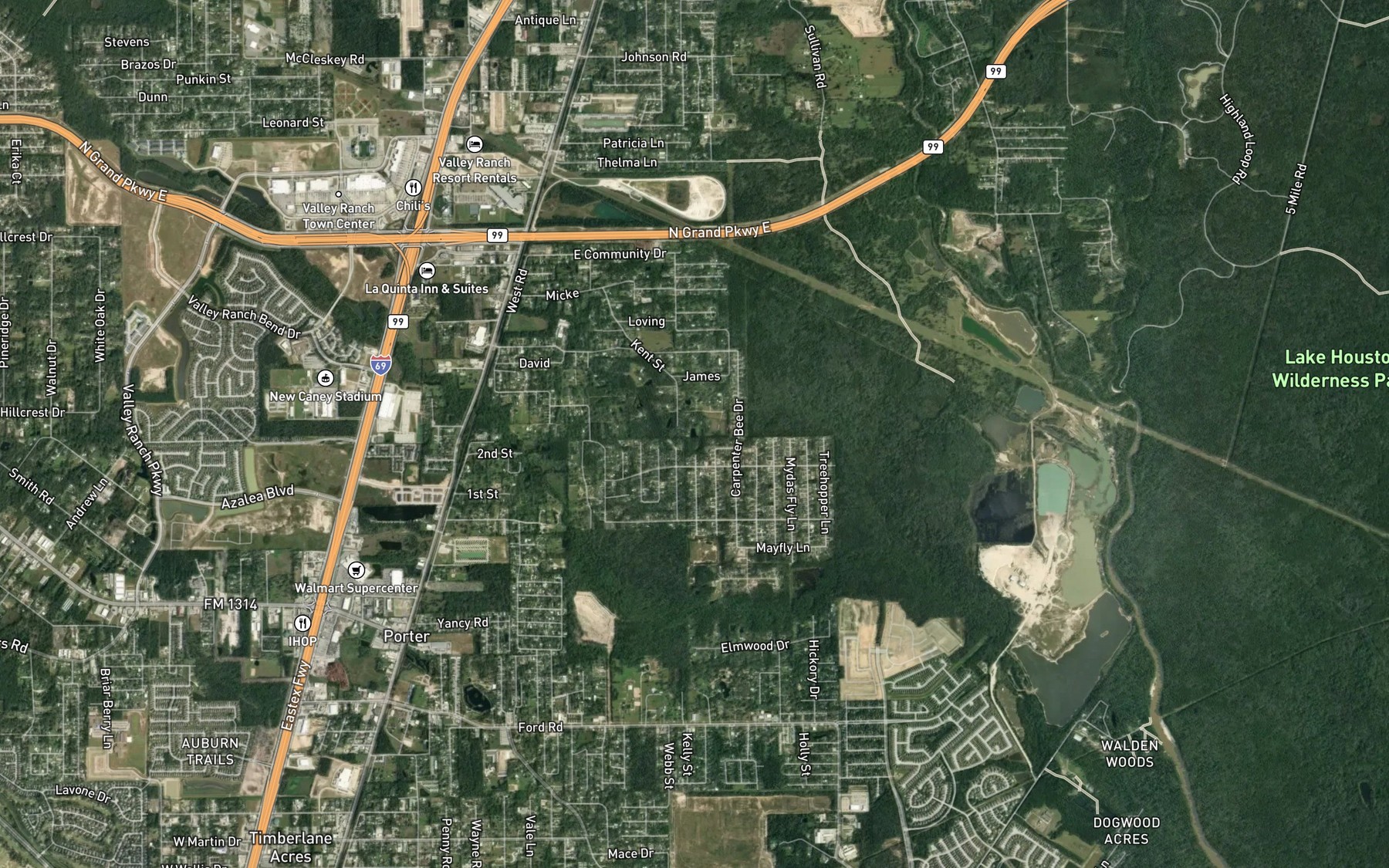 Satellite map of the Round Pew Pond