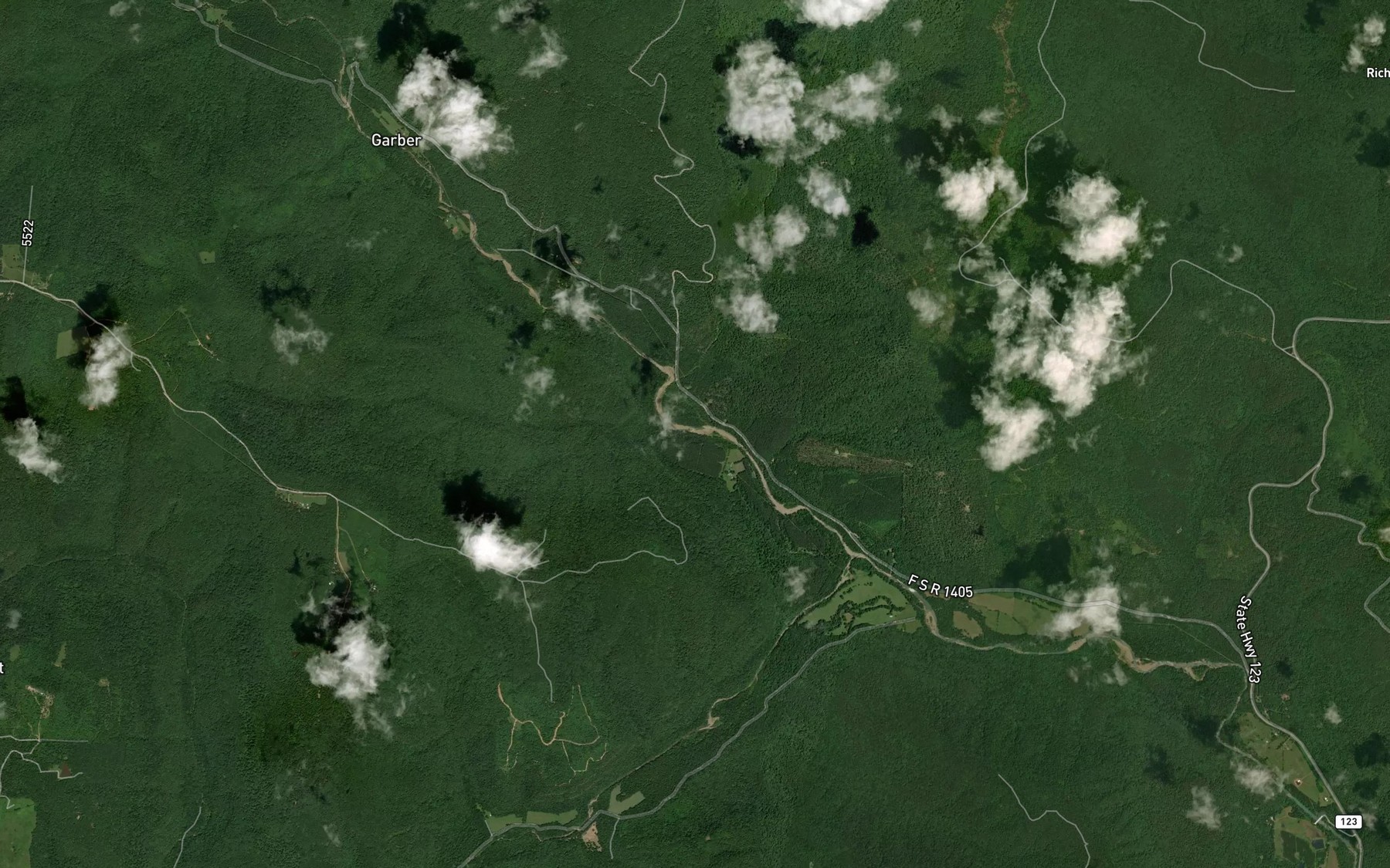 Satellite map of the Cedar Creek