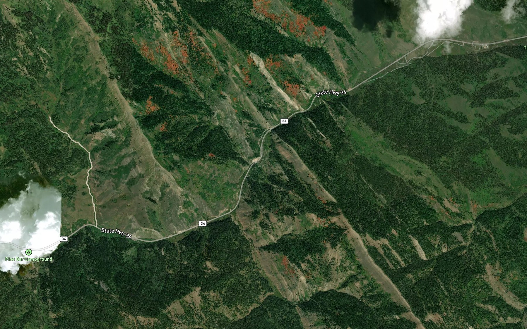 Satellite map of the Corral Creek