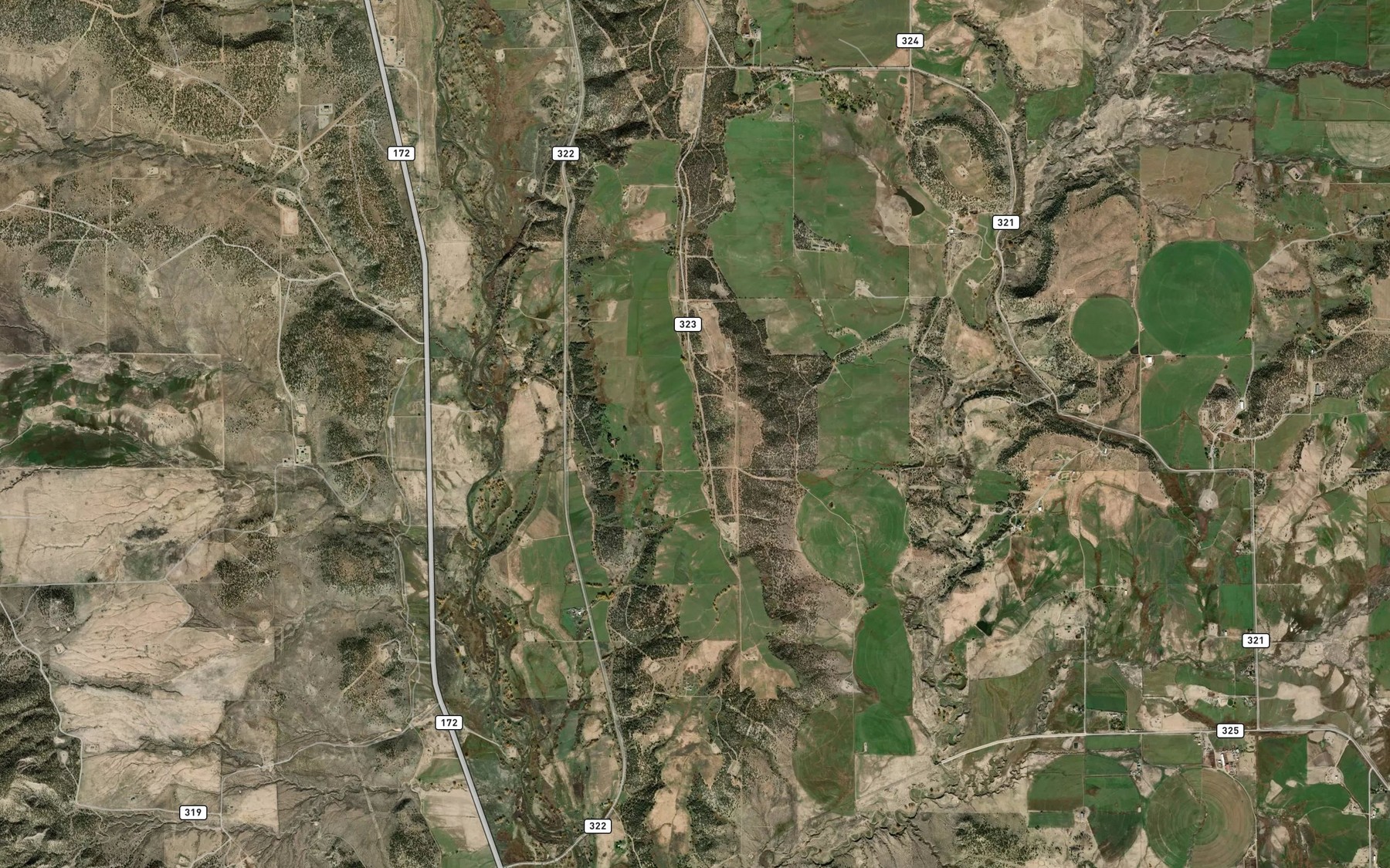 Satellite map of the Indian Spring Creek Lateral