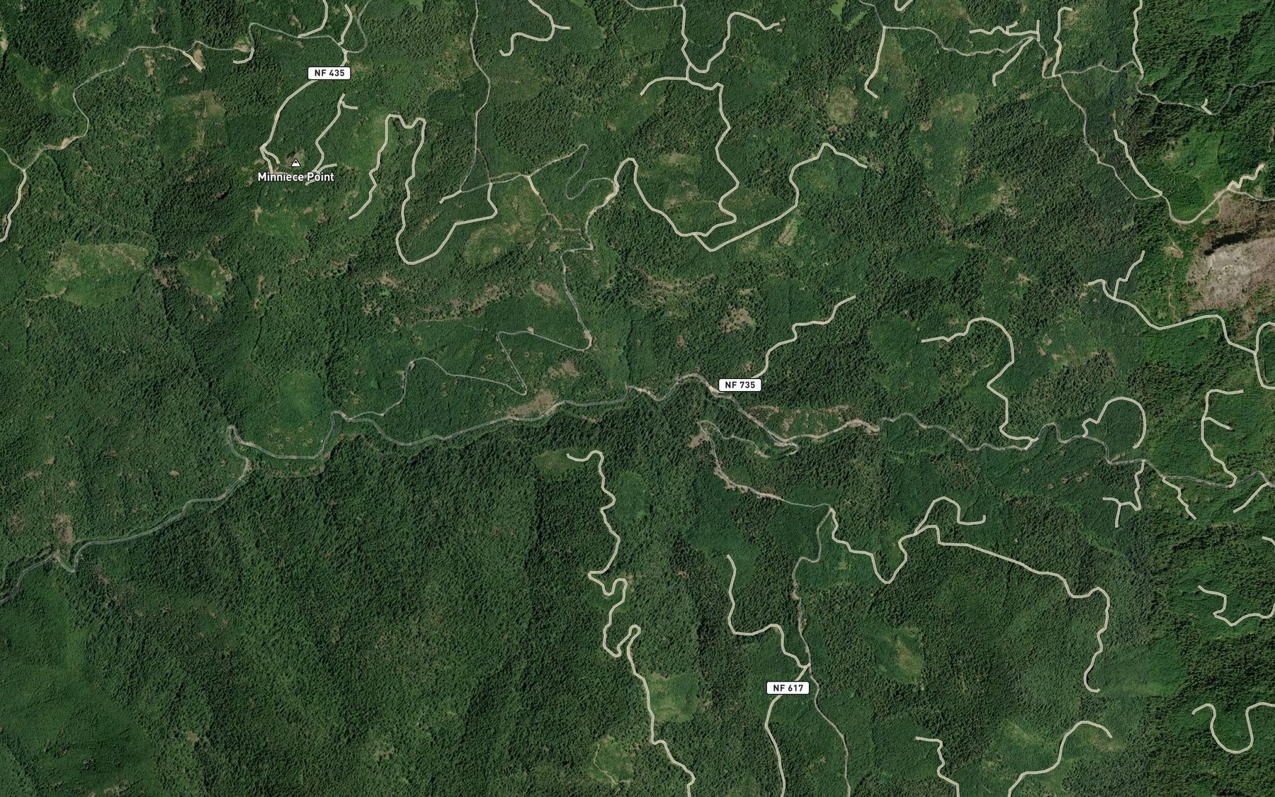 Satellite map of the Johnny Creek