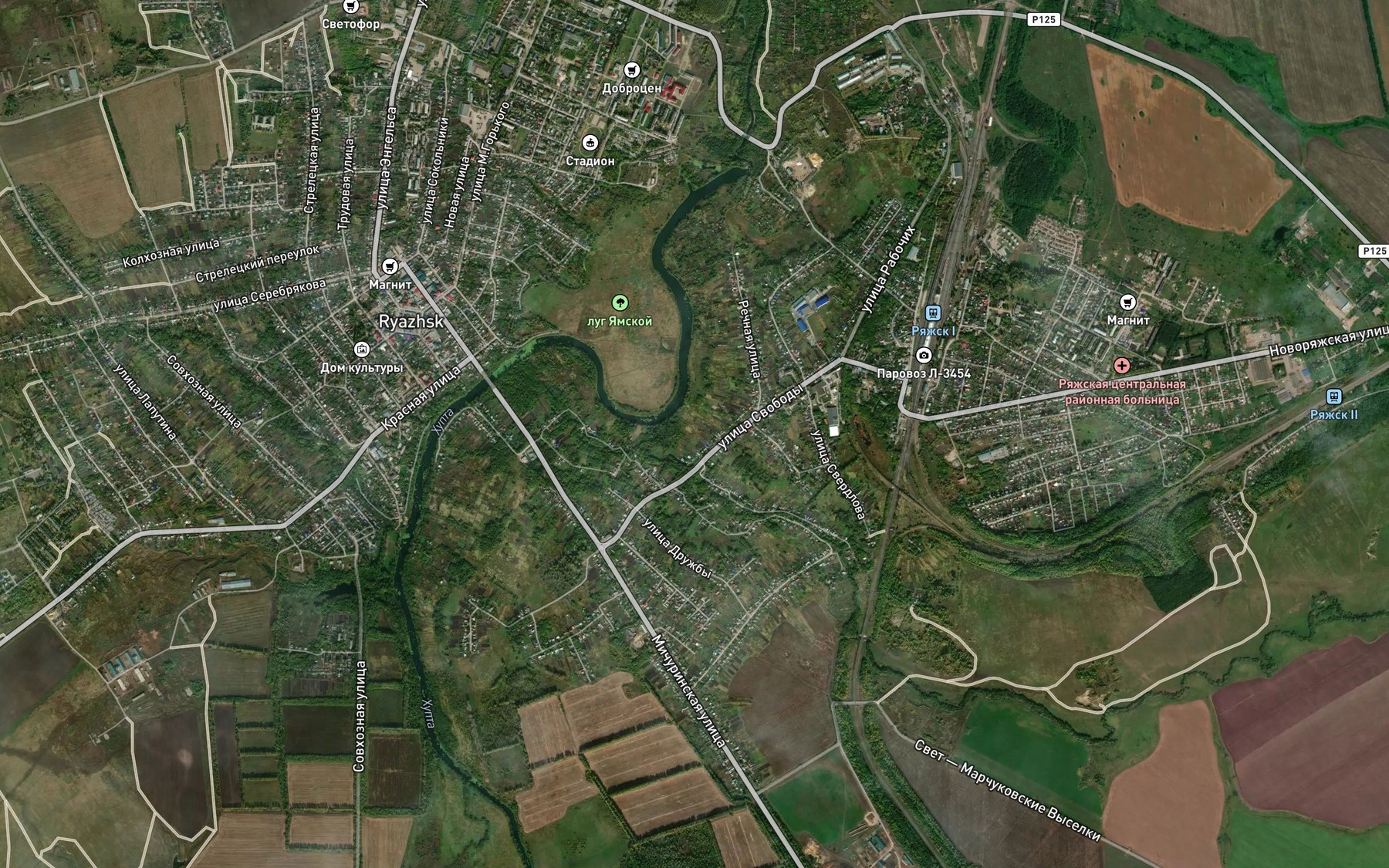Satellite map of the Aleshnya