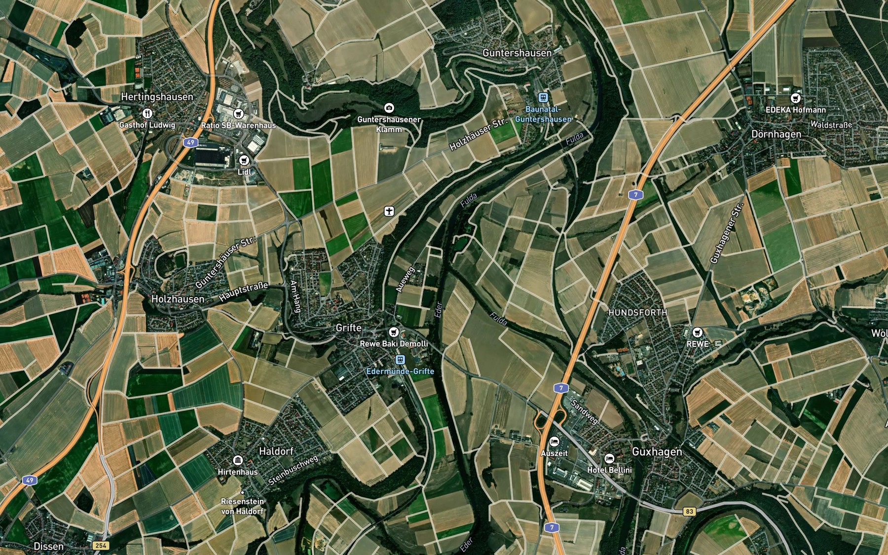 Satellite map of the Eder