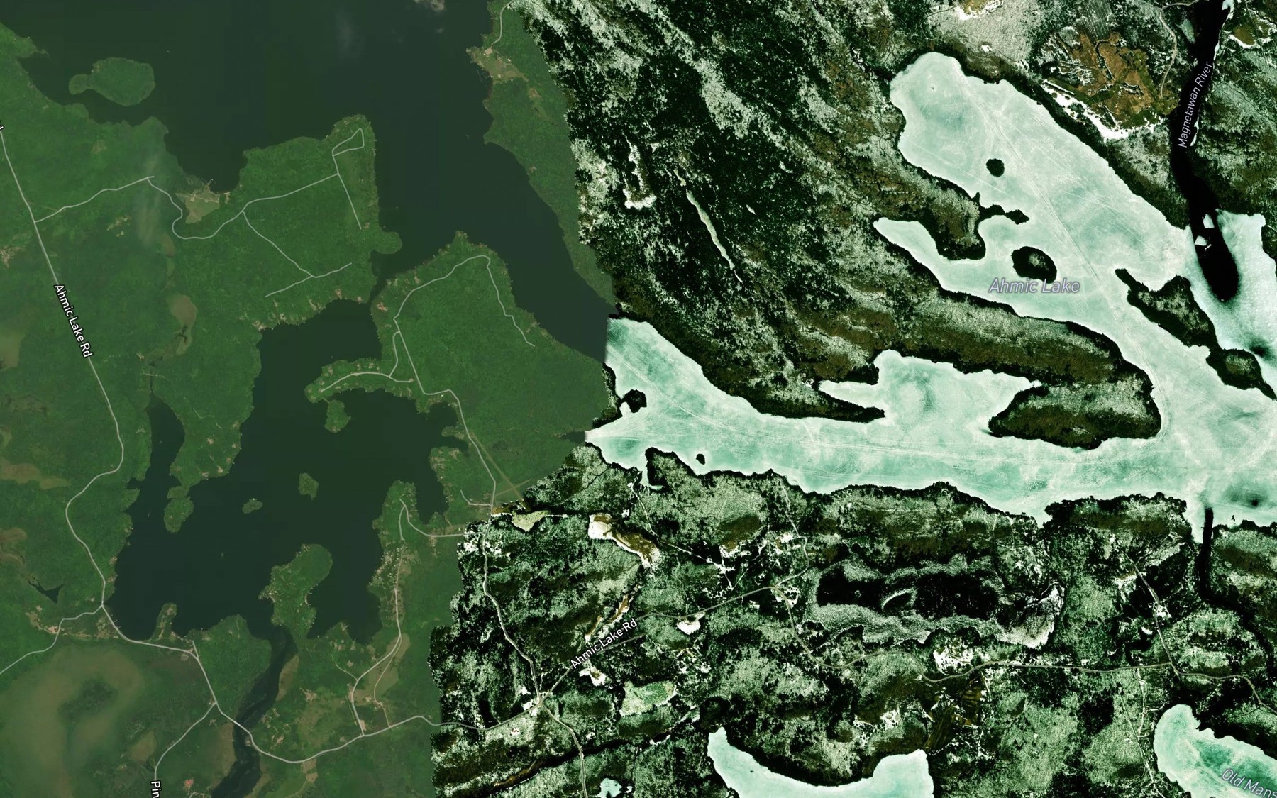 Satellite map of the Newell Bay