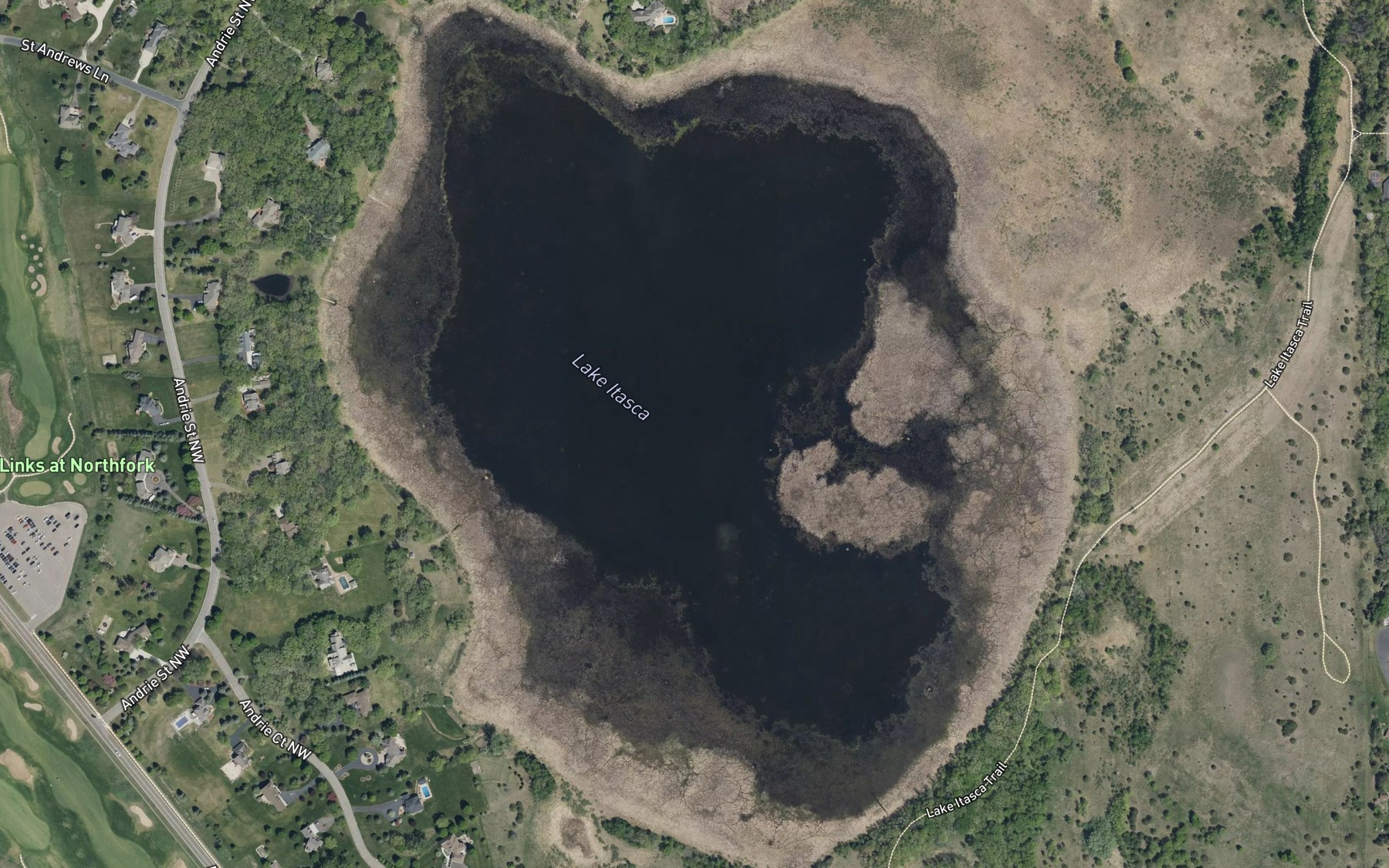 Satellite map of the Lake Itasca
