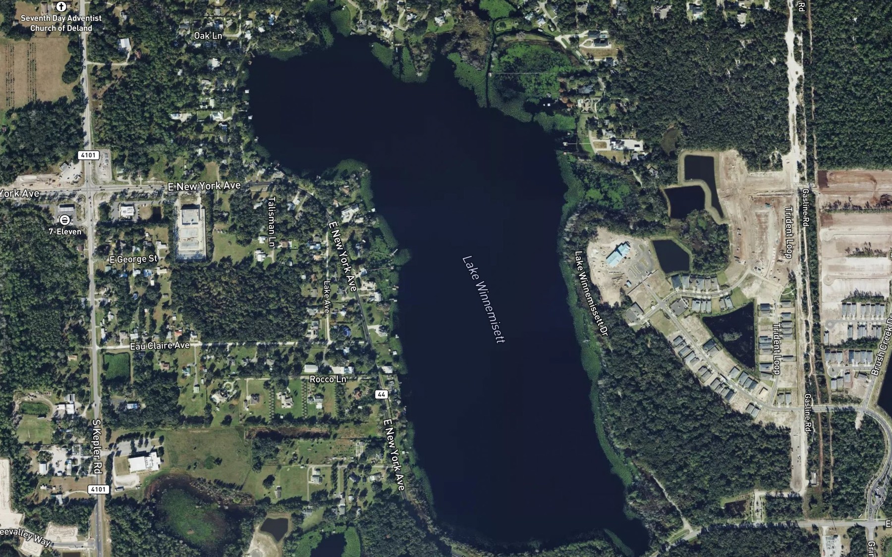 Satellite map of the Lake Winnemisett