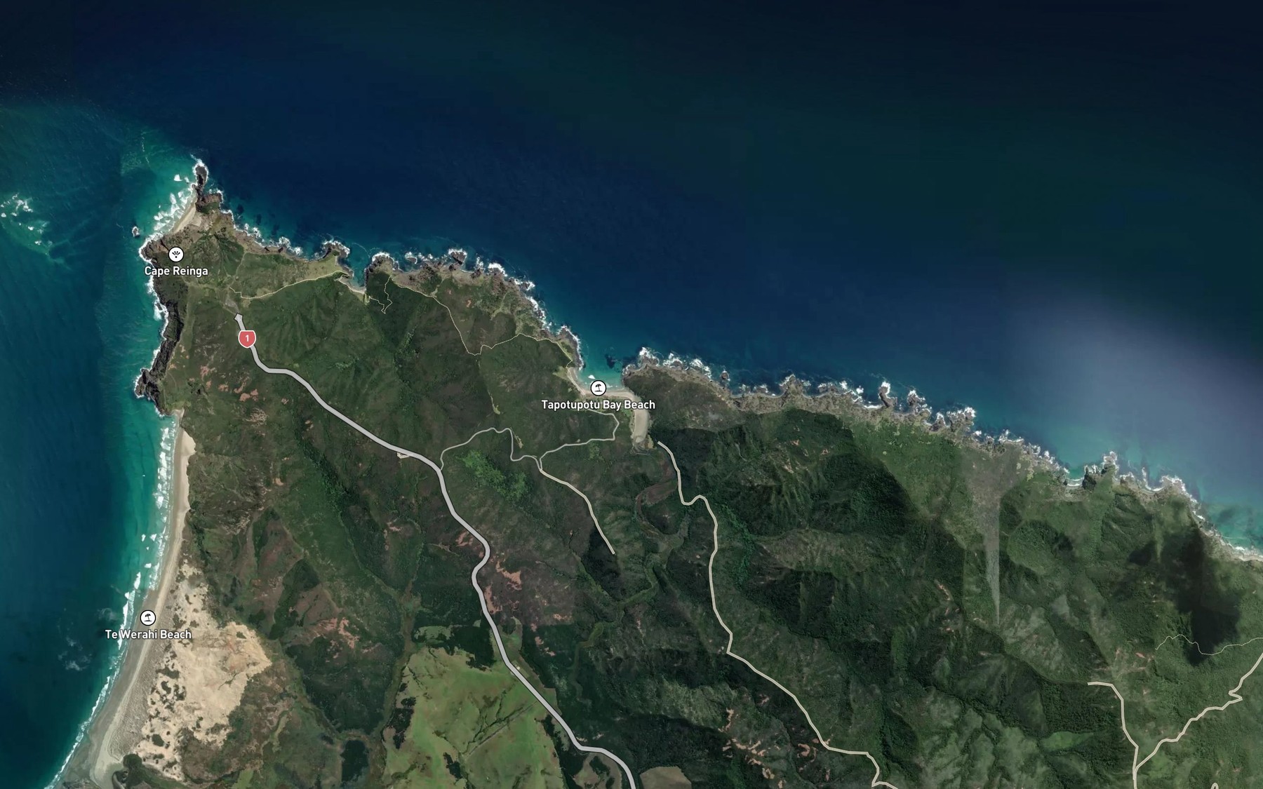 Satellite map of the Tapotupotu Stream