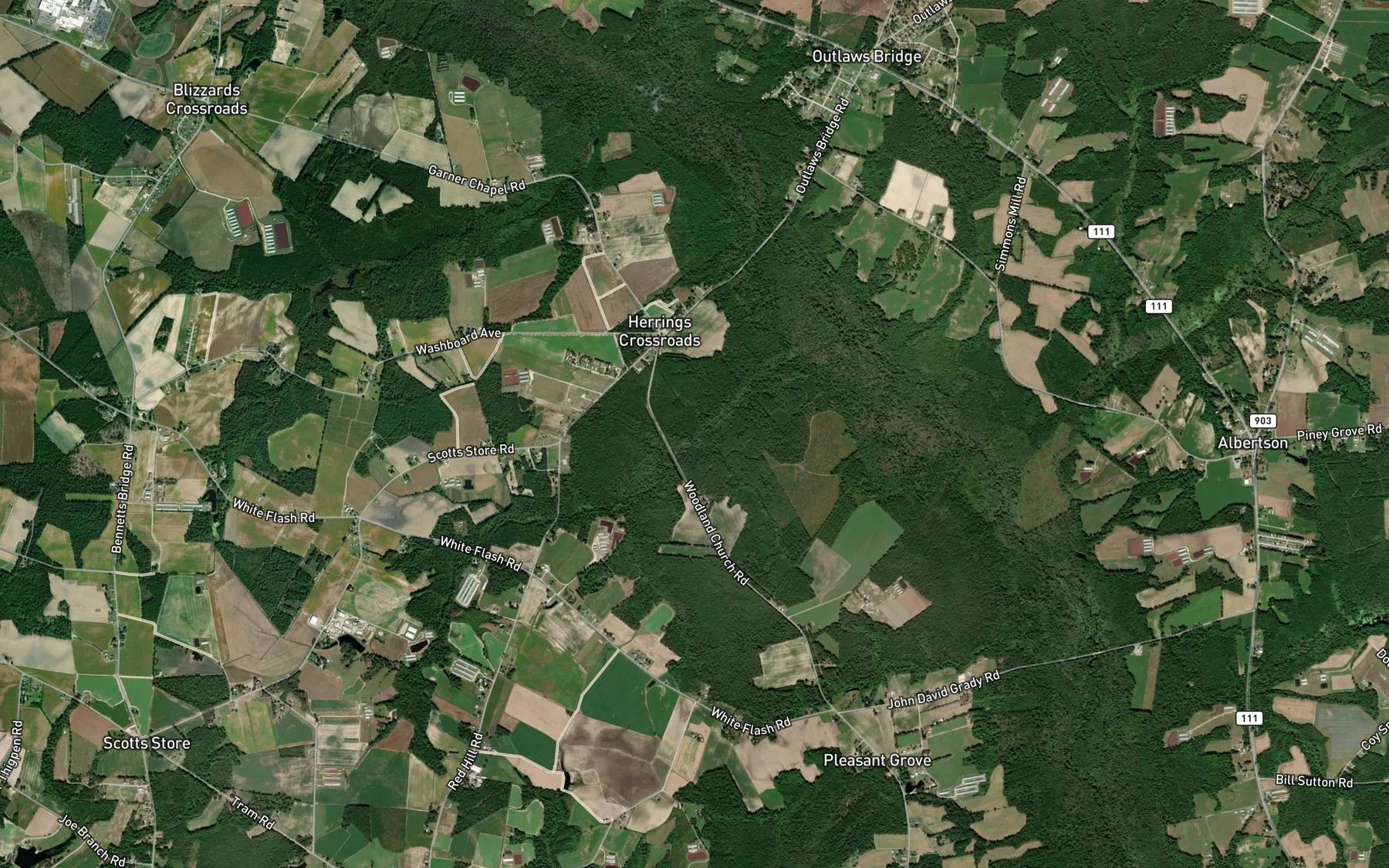 Satellite map of the Beaverdam Branch