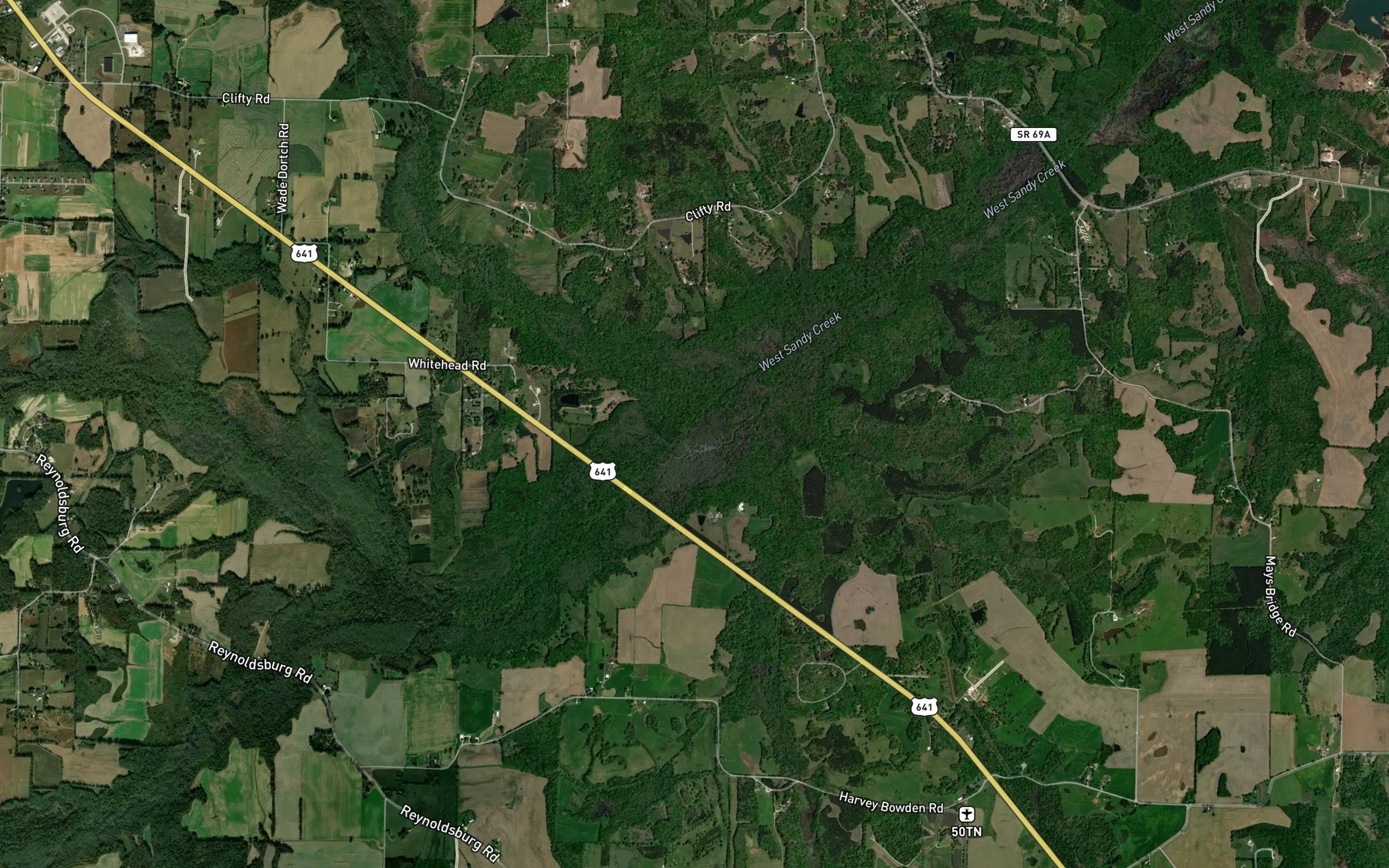 Satellite map of the Clifty Creek
