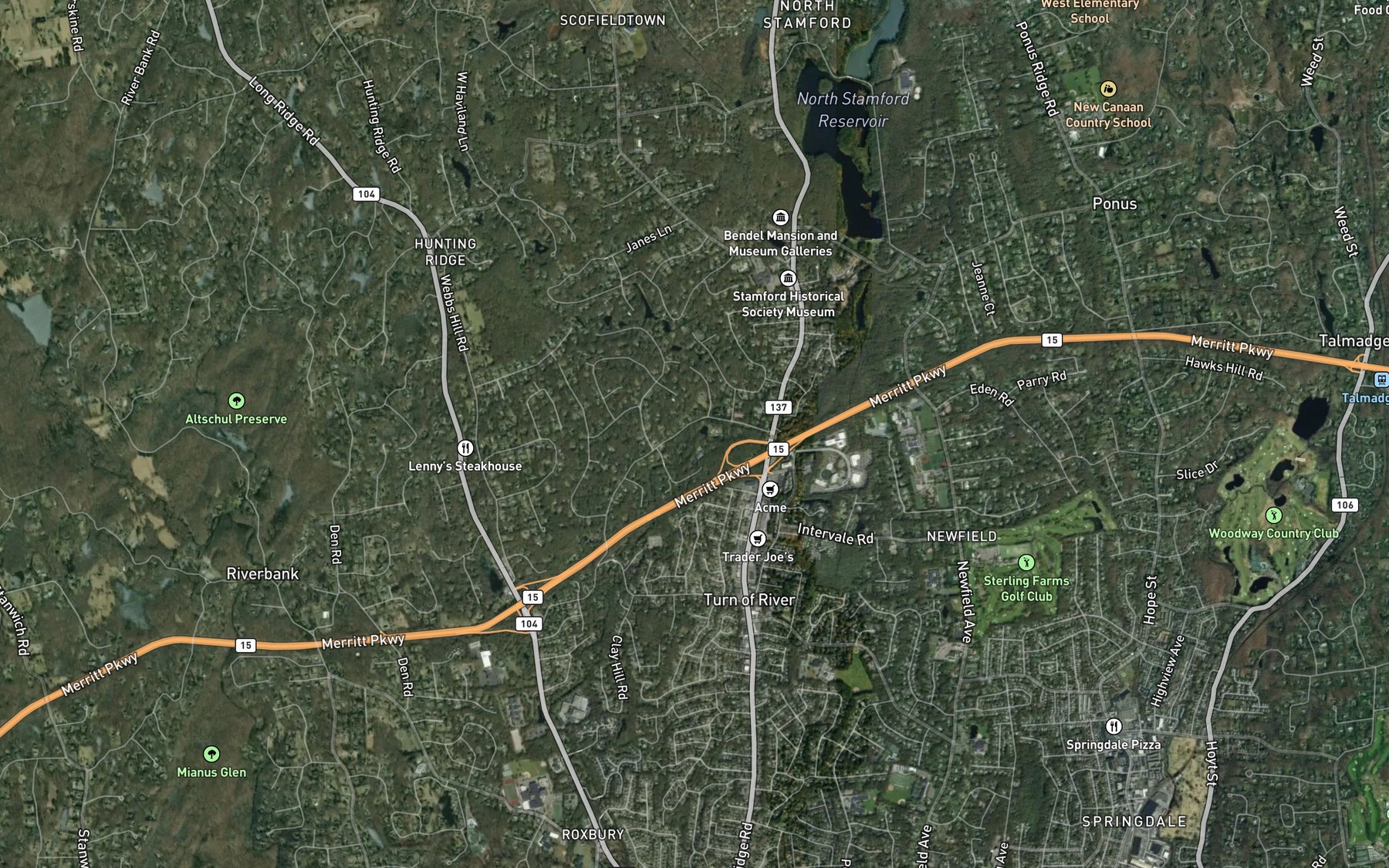 Satellite map of the Haviland Brook