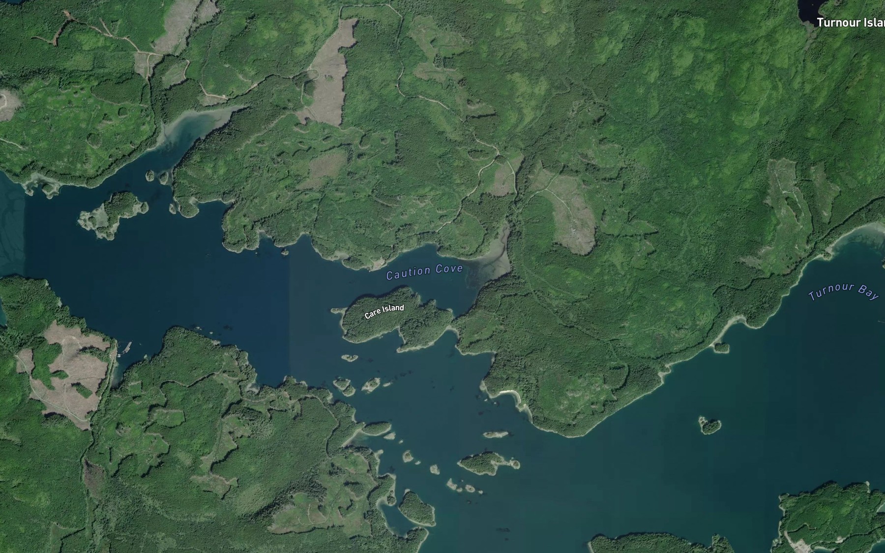 Satellite map of the Caution Cove