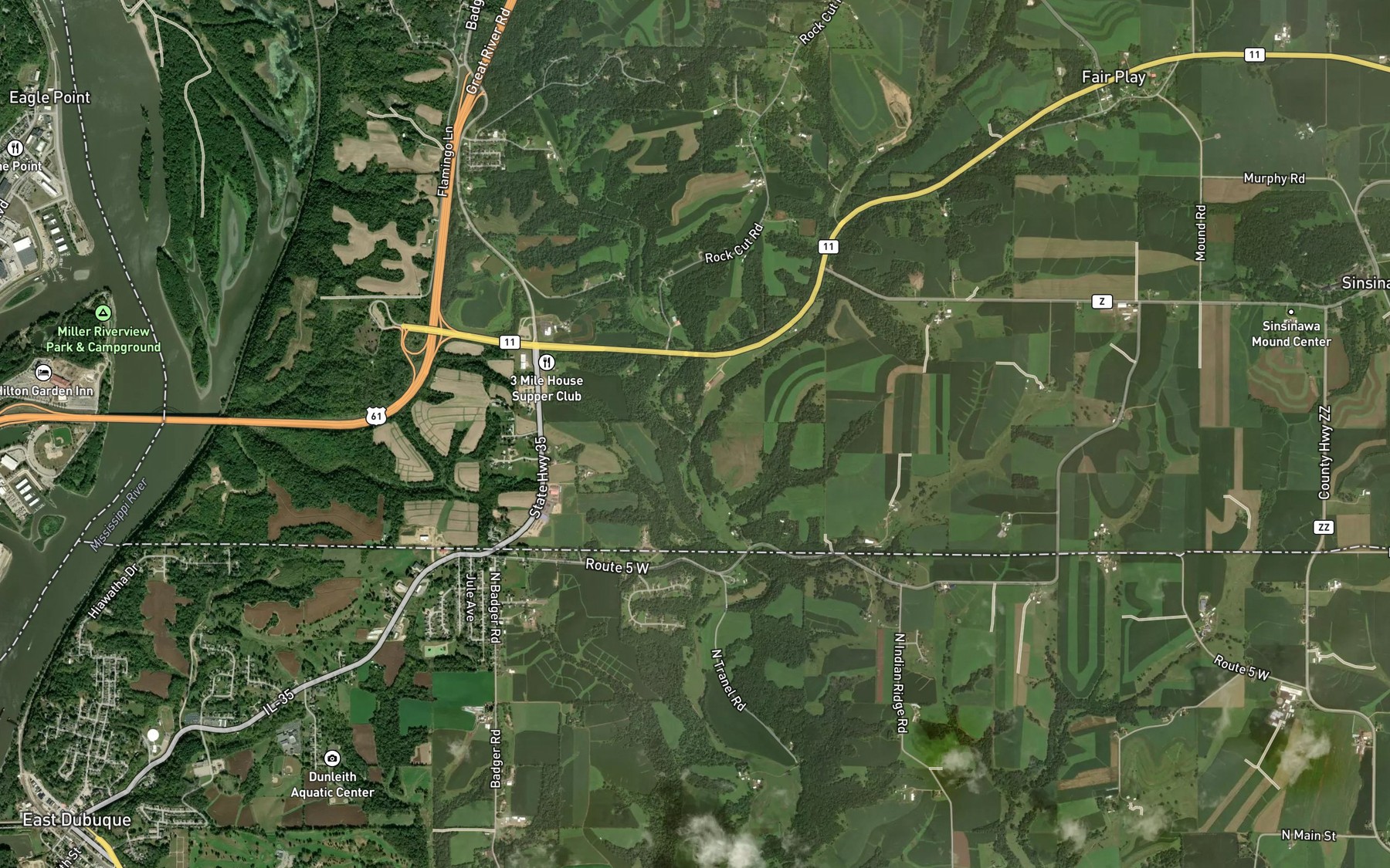 Satellite map of the Fair Play Creek