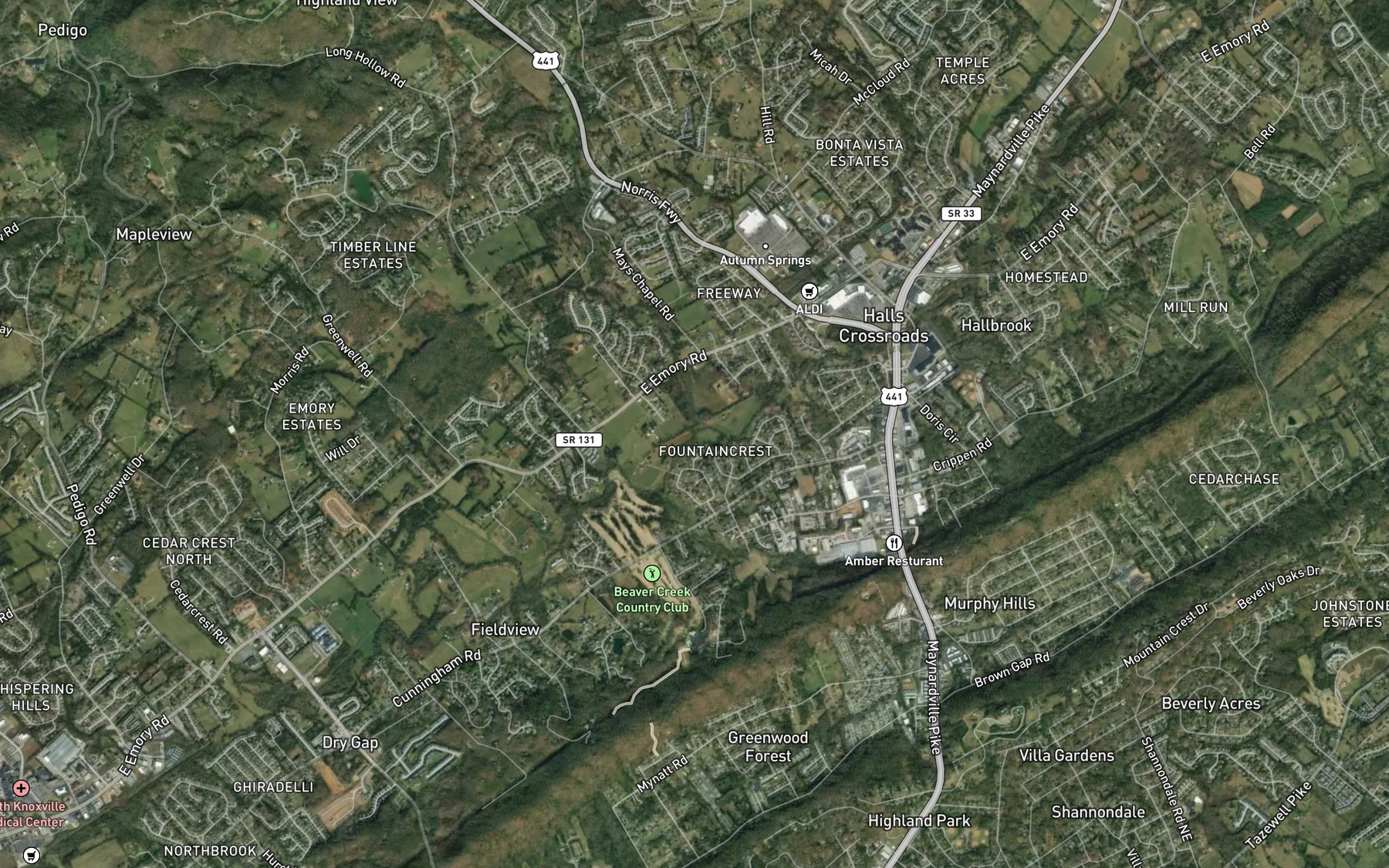 Satellite map of the Allen Branch