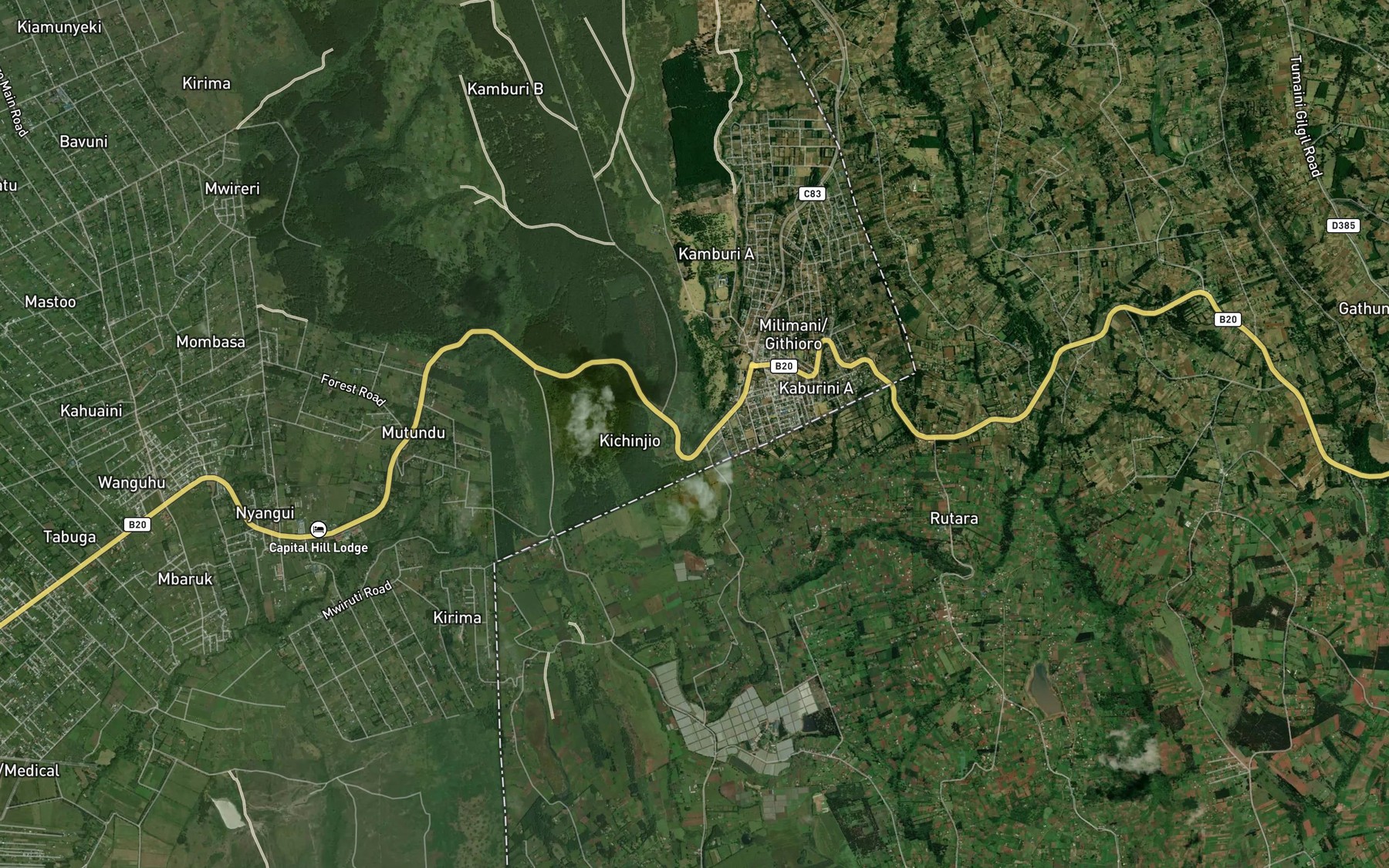 Satellite map of the Baruku